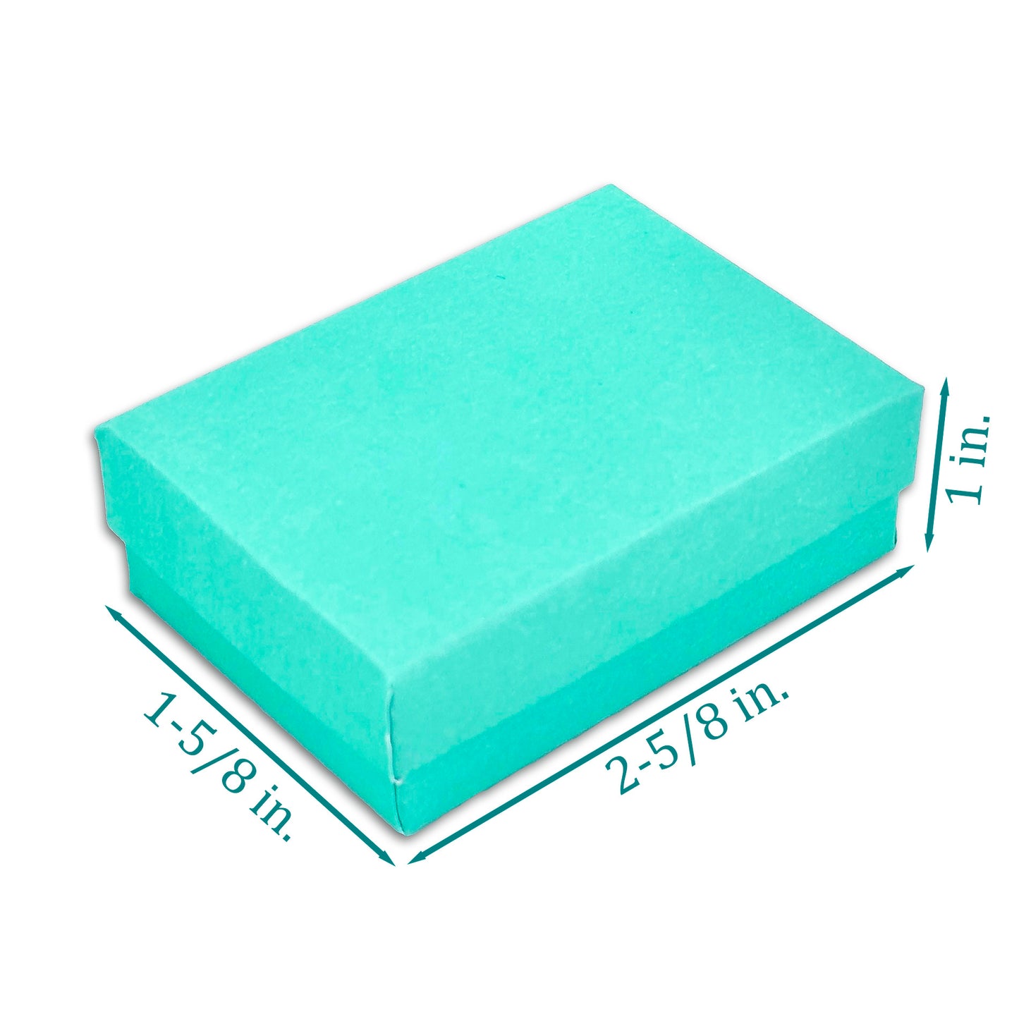 2 5/8" x 1 1/2" x 1" Teal Green Cotton Filled Paper Box