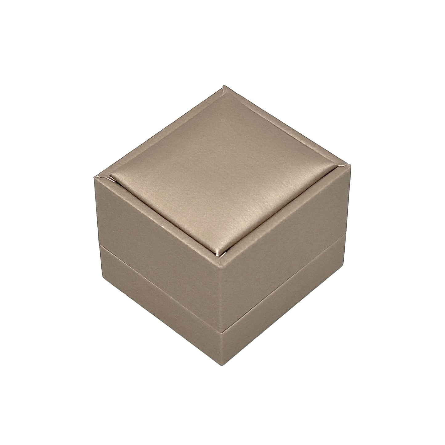 2 9/16" x 2 3/8" Deluxe Gold Leatherette Silk Grain Ring Jewelry Box