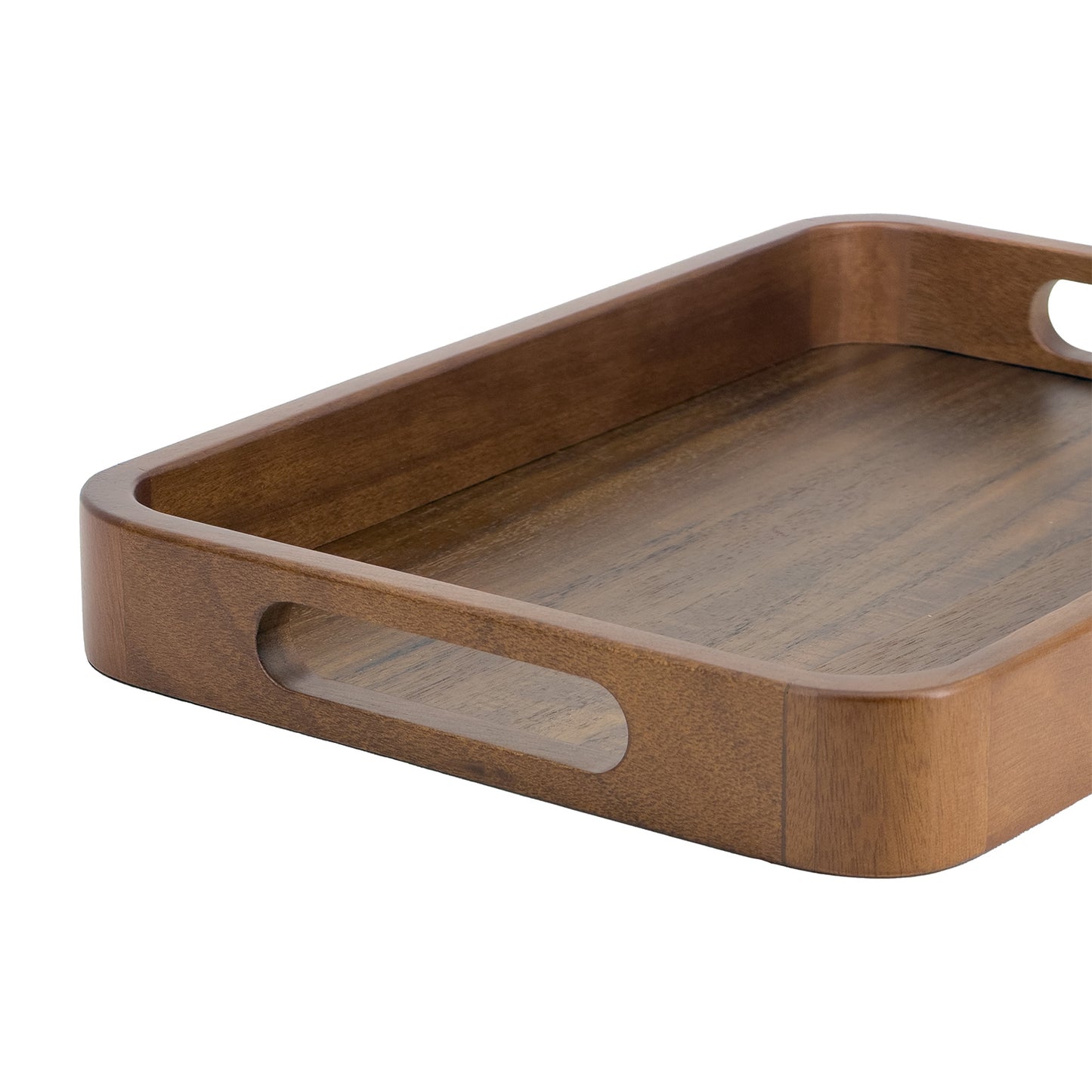 2-Piece Walnut Wood Serving Tray Set with Cut-Out Handles