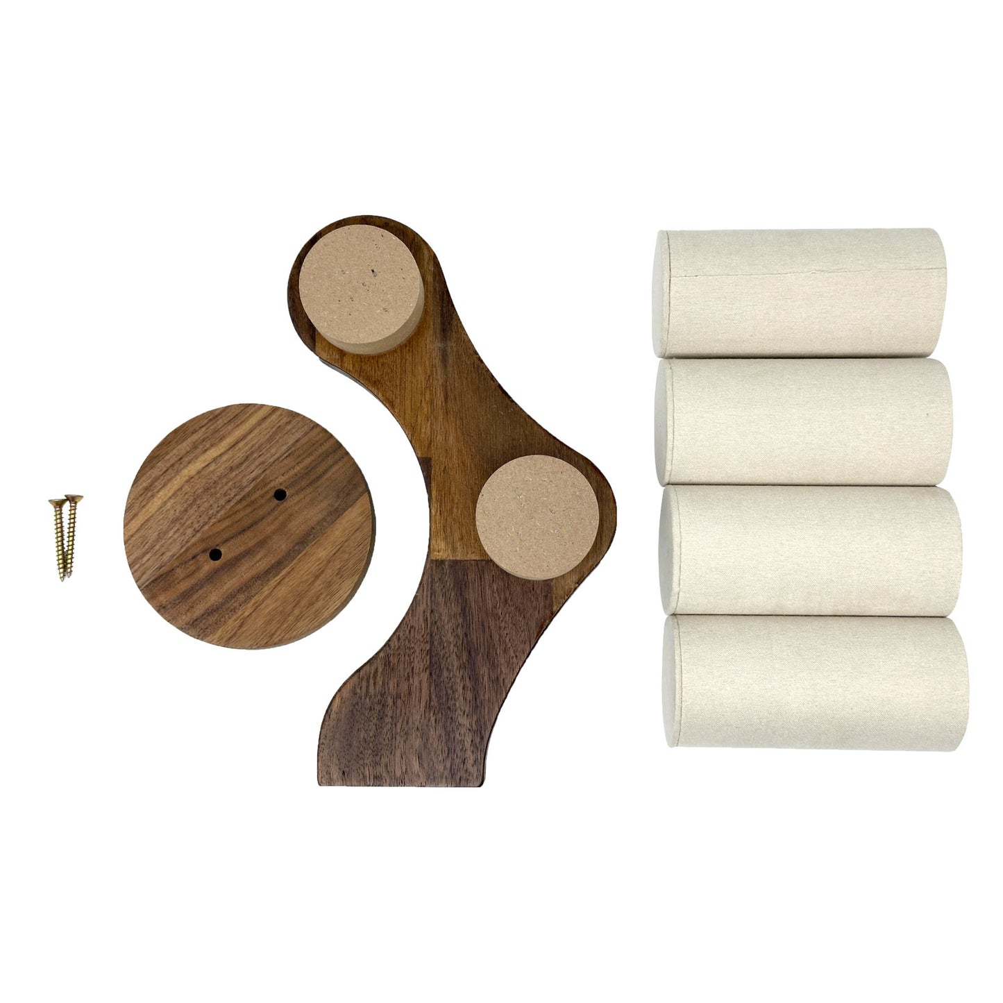 2 Tier Cream Microfiber Walnut Round Bar Bracelet Display