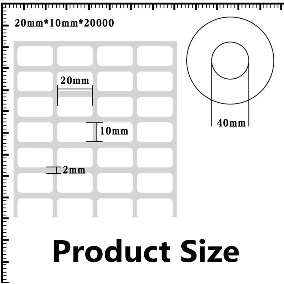 20 x 10mm Direct Thermal Transfer Rectangular Price Tags (20,000 Labels)