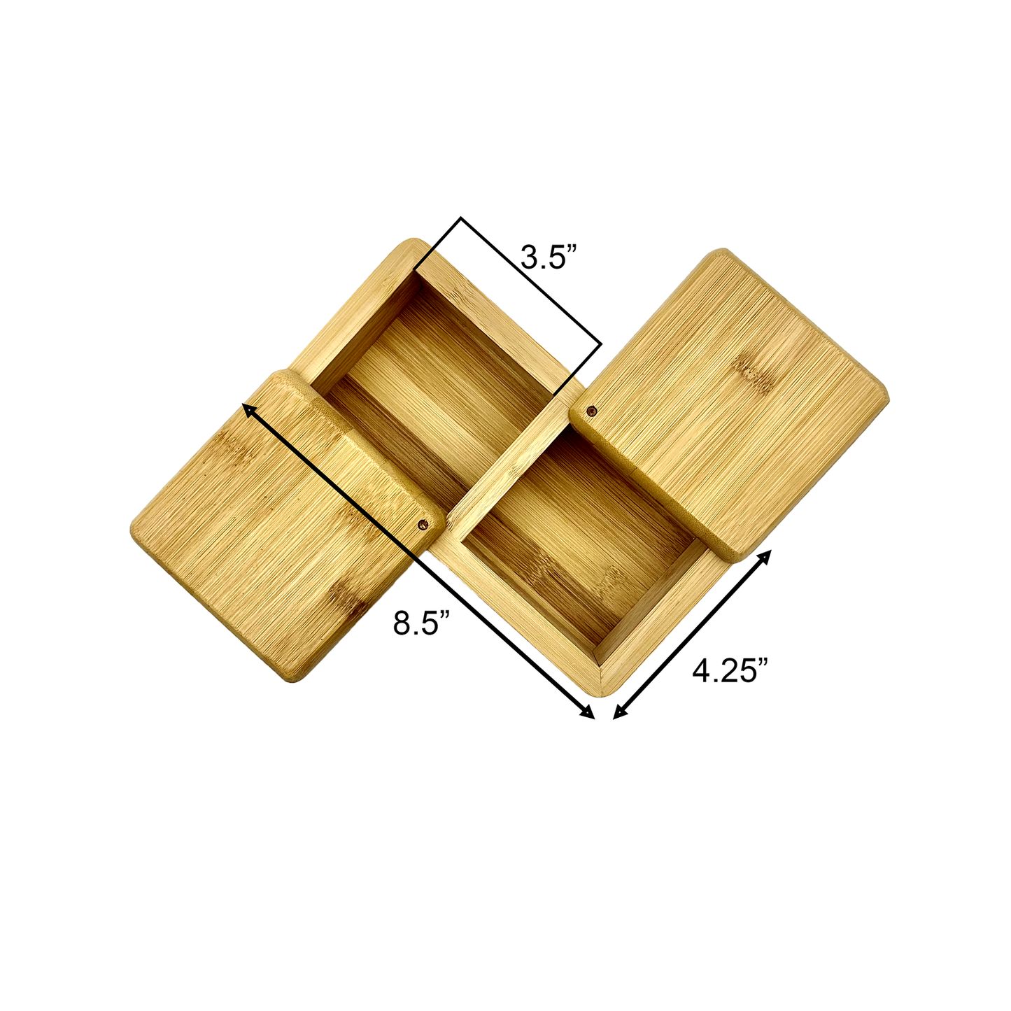8.5" x 4.25" Salt and Pepper Bamboo Box with Rotating Lids