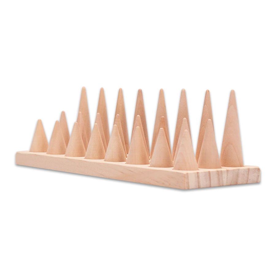 24 Finger Natural Wood Tiered Ring Display