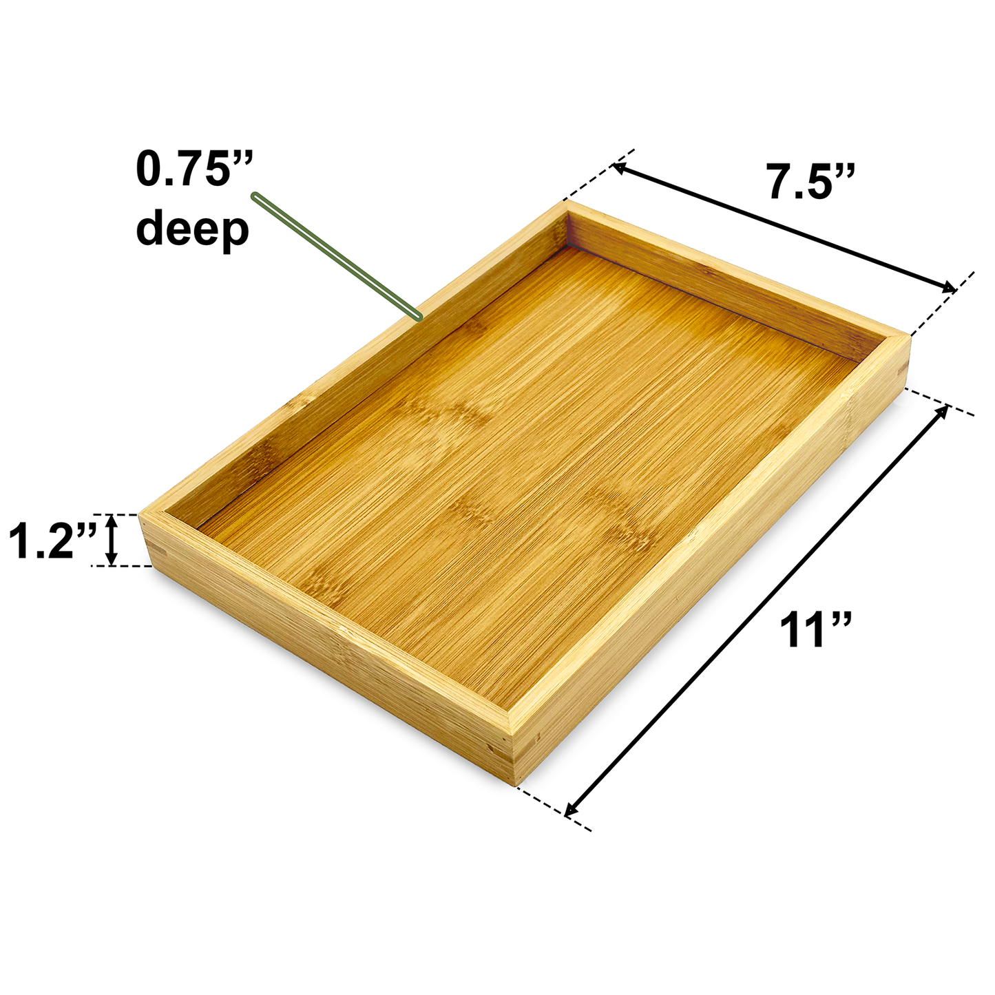11" x 7.5" Rectangular Bamboo Jewelry Organizer Tray