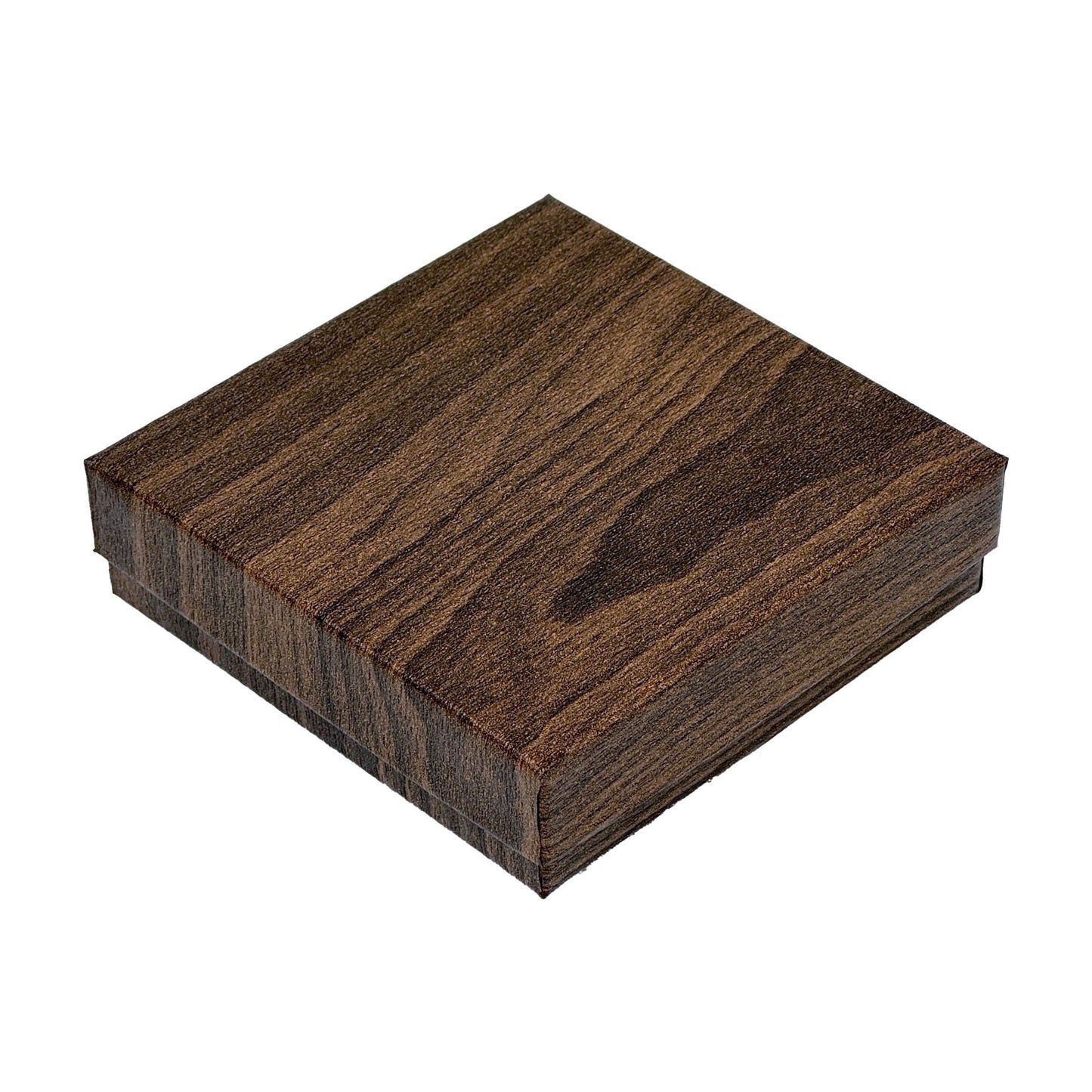 3 1/2" x 3 1/2" Wood Grain Pattern Jewelry Paper Box with Black Foam Insert