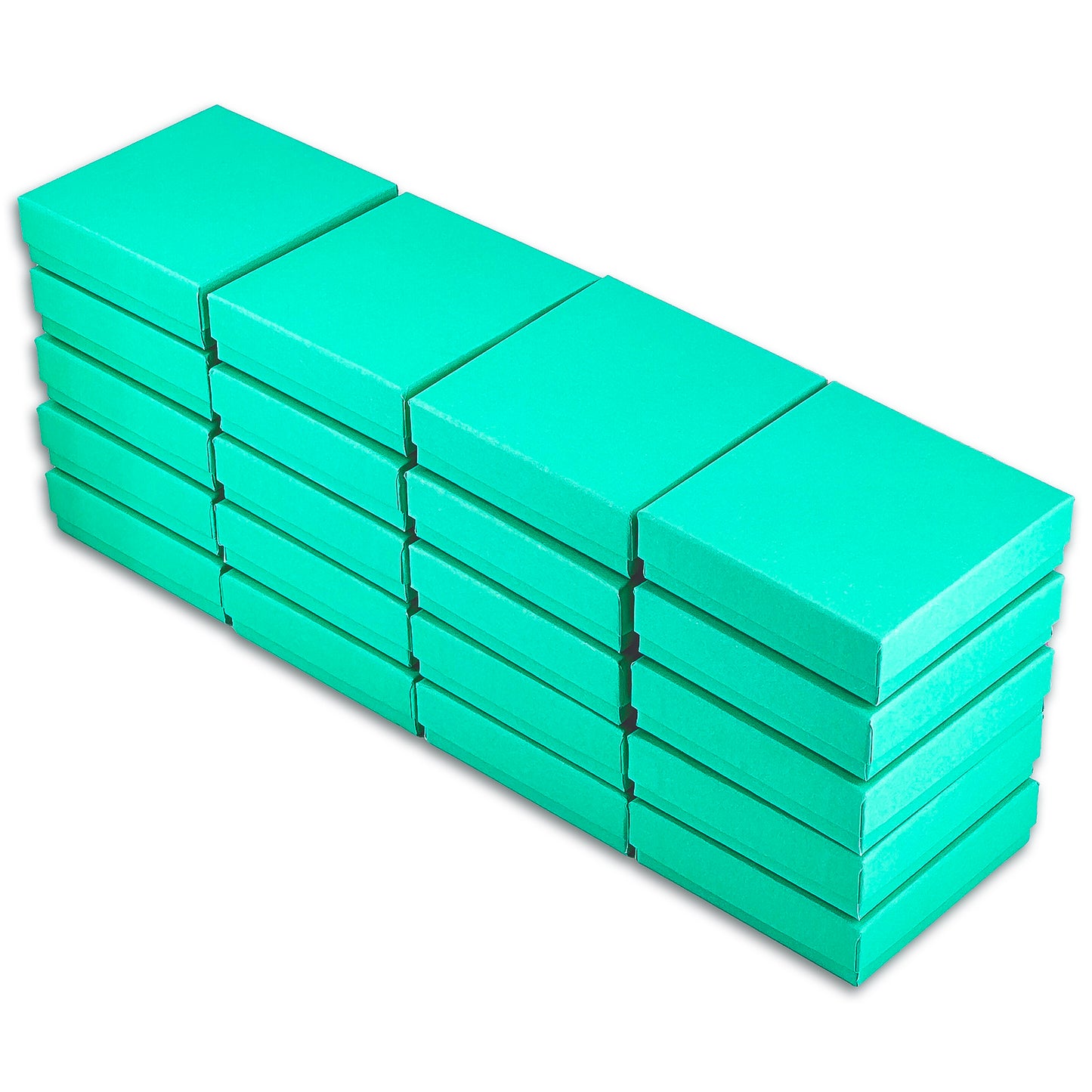 3 1/2" x 3 1/2" x 1" Teal Cotton Filled Paper Box