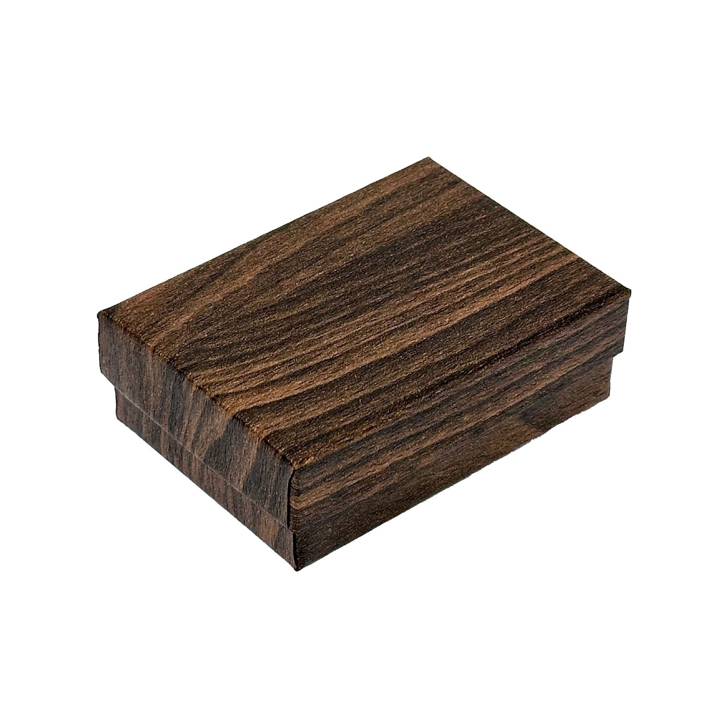 3 1/4" x 2 1/4" Wood Grain Pattern Pendant Paper Box with Black Foam Insert