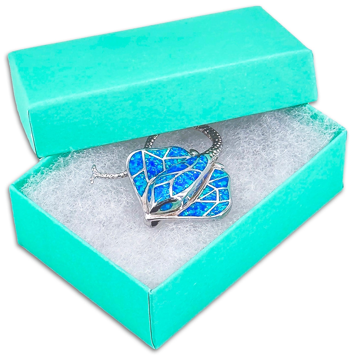 3 1/4" x 2 1/4" x 1" Teal Green Cotton Filled Box