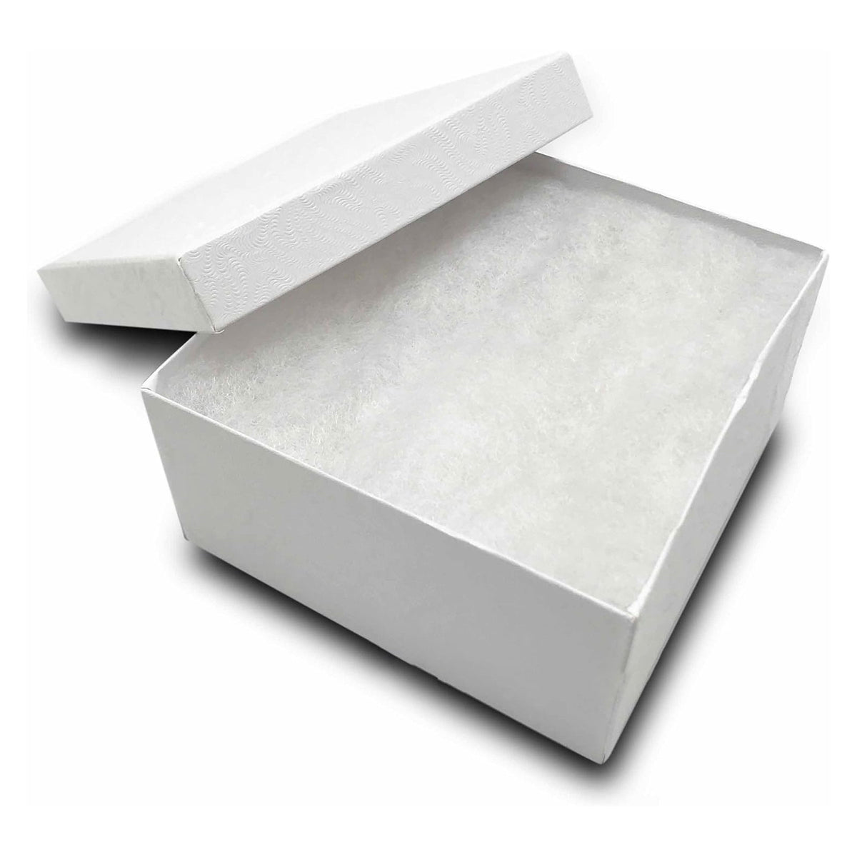 White Swirled Cotton Filled Small Jewelry Gift Box - 10 Pack