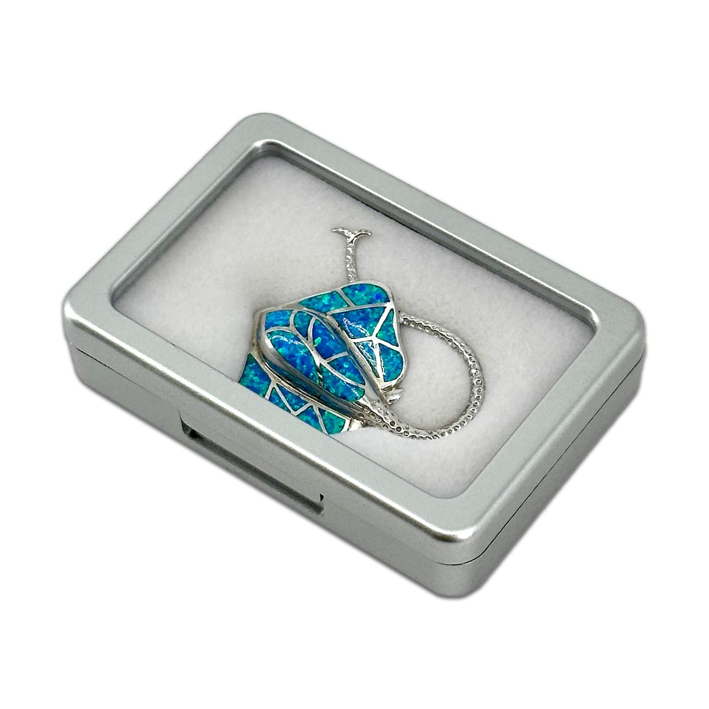 3" x 2" Silver Plastic Gem Stone Box with White Foam Interior