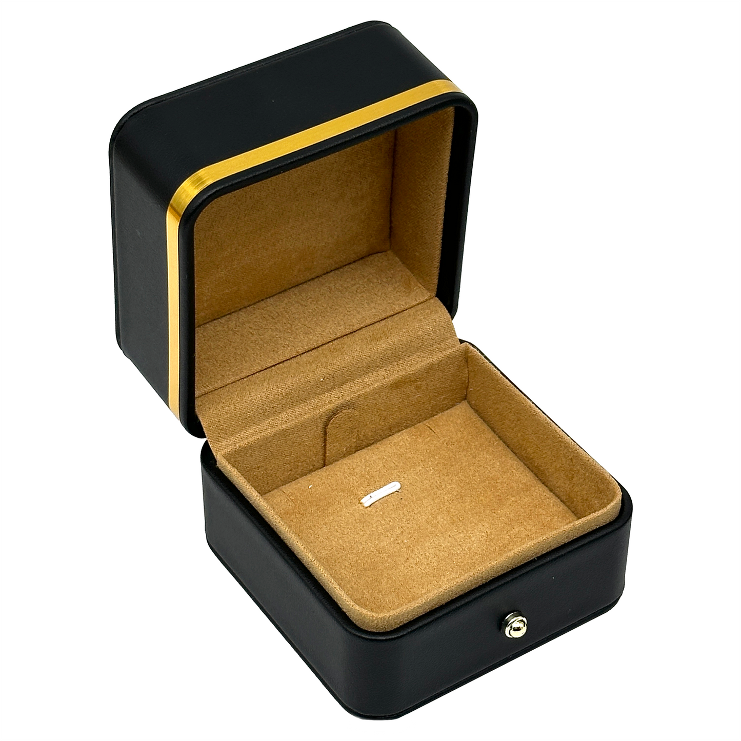 3" x 3" Black Leatherette with Gold Trim Pendant Jewelry Box