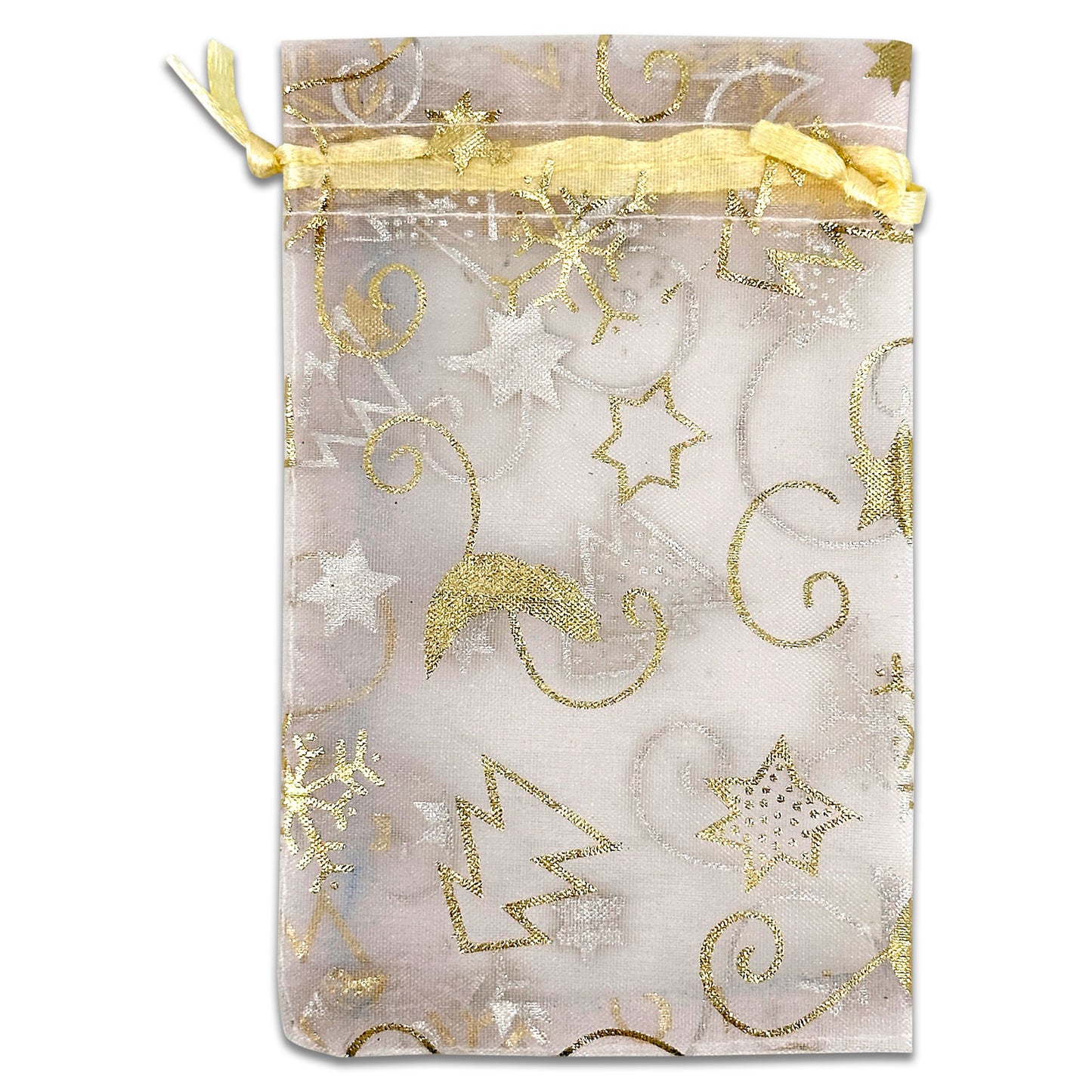3" x 4" Mixed Metallic Print Organza Drawstring Pouch Pack