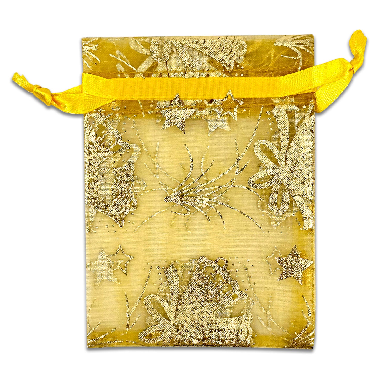 3" x 4" Mixed Metallic Print Organza Drawstring Pouch Pack