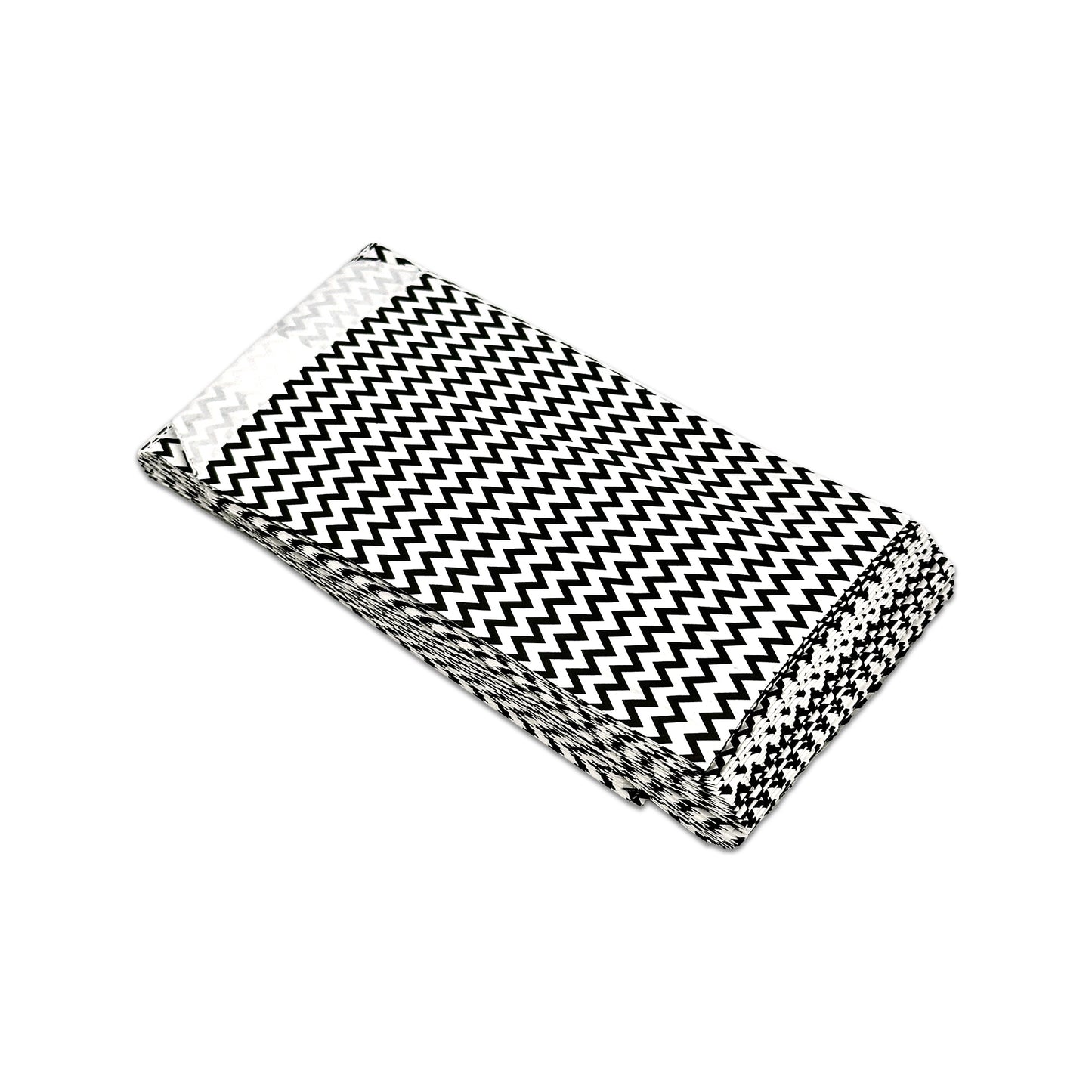 3" x 5" Black and White Chevron Pattern Flat Paper Gift Shopping Bags
