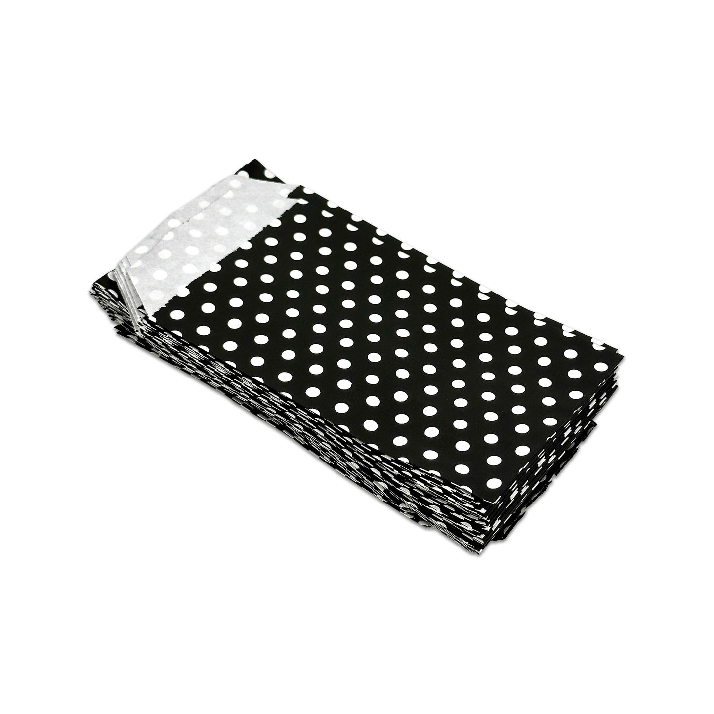 3" x 5" Black and White Polka Dot Flat Paper Gift Shopping Bags