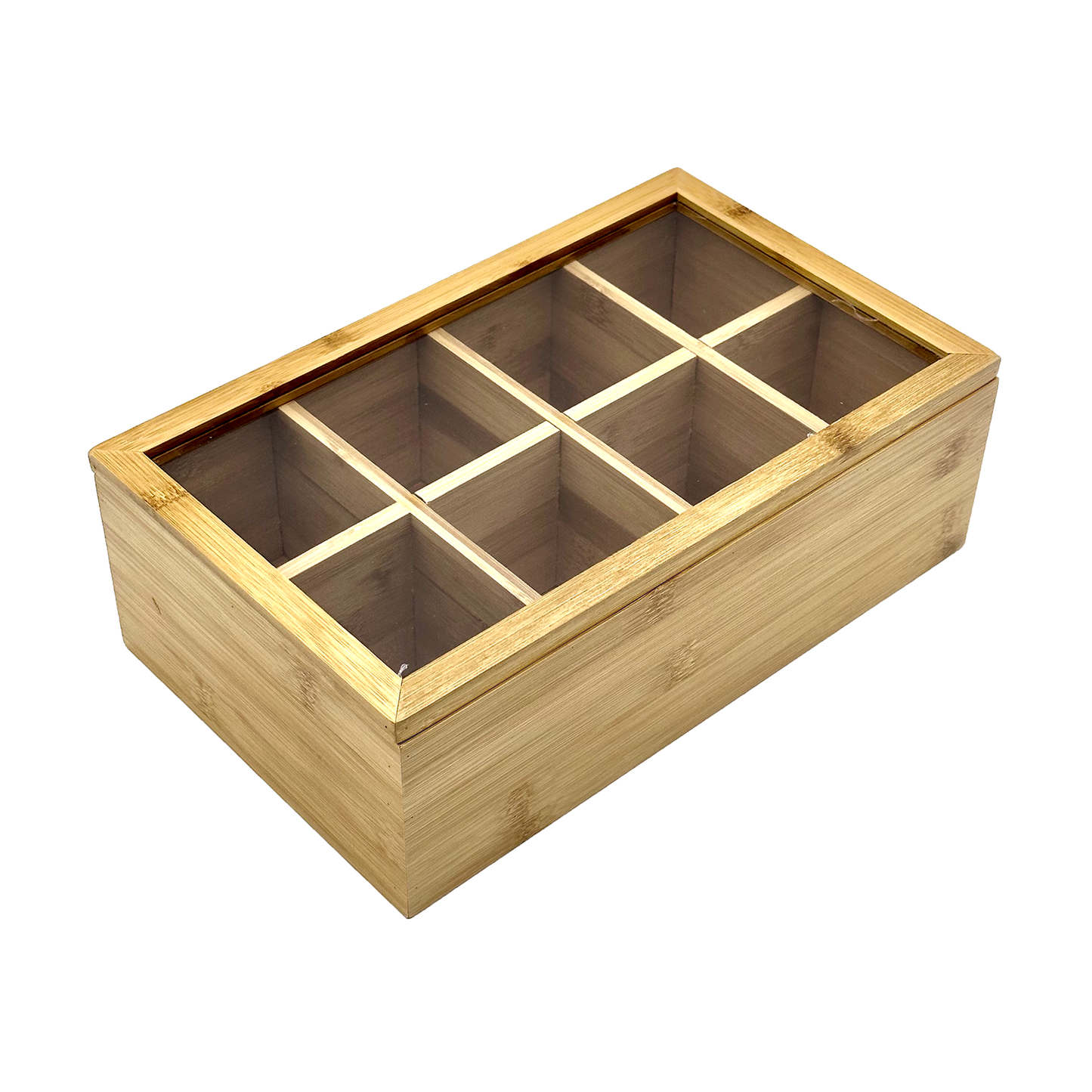 11.8" x 7" 8 Compartment Bamboo Jewelry Organizer Case