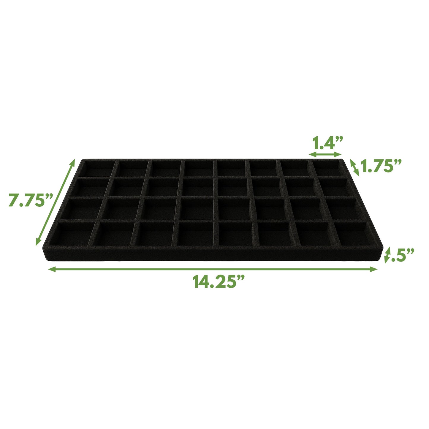 32 Compartments Black Flocked Tray Insert
