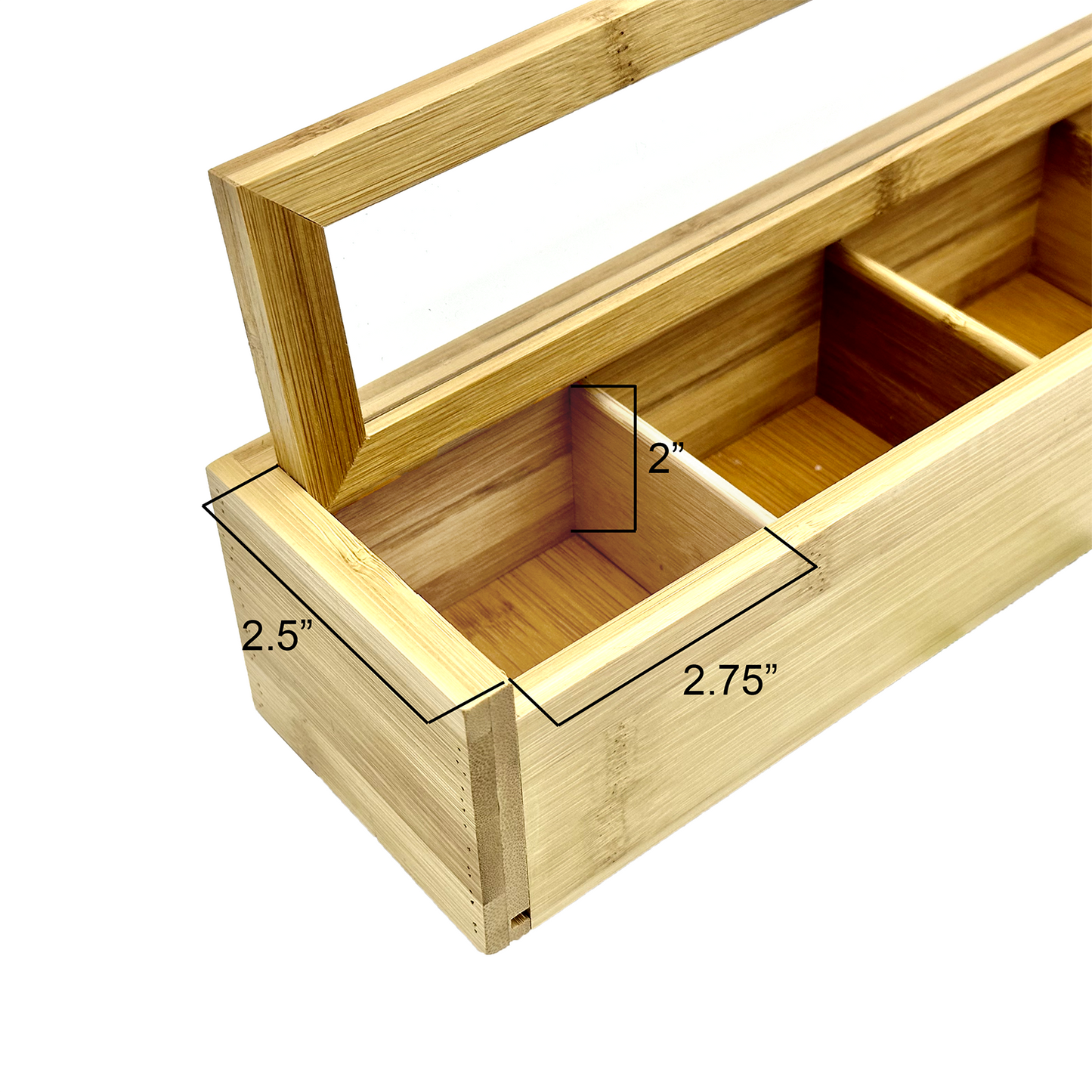12.5" x 3.25" 4-Compartment Bamboo Jewelry Organizer Case