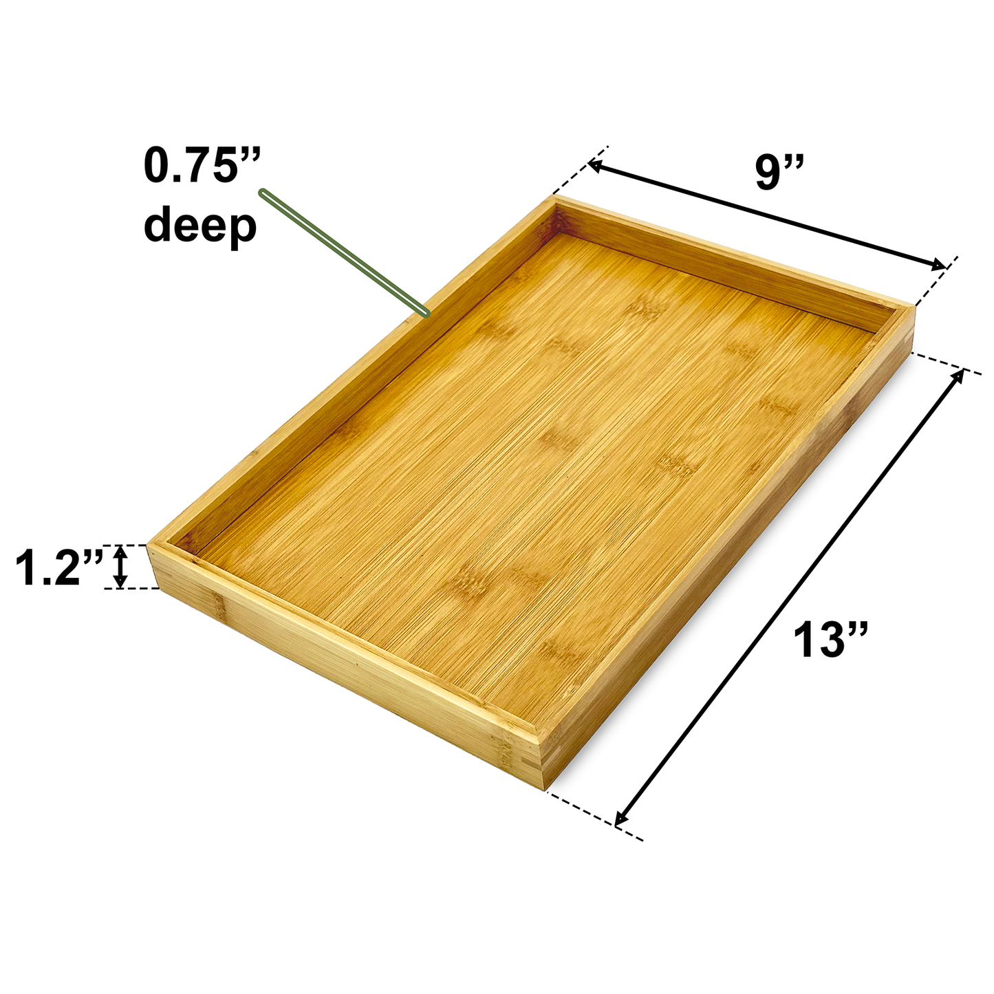 13" x 9" Rectangular Bamboo Jewelry Organizer Tray