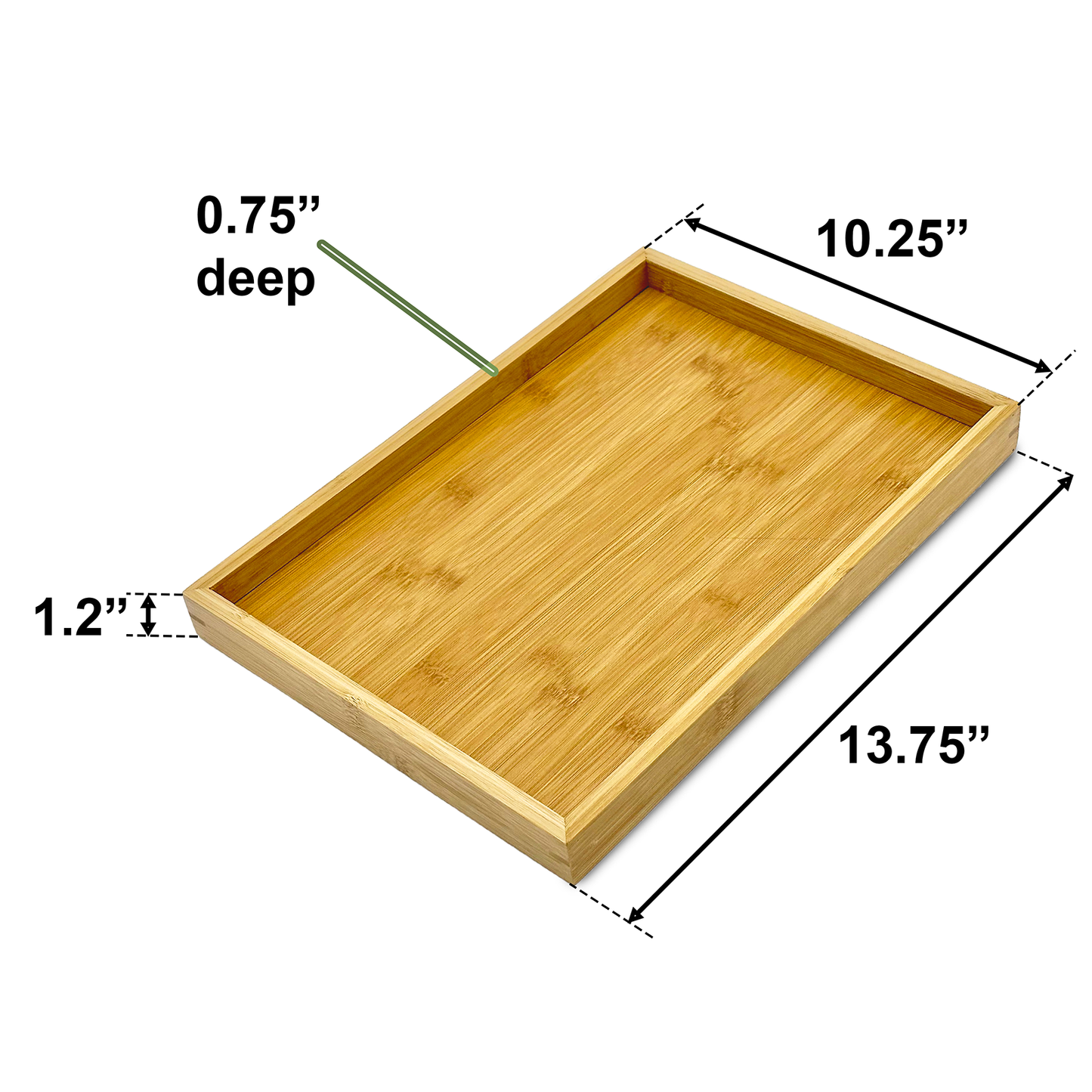13.75" x 10.25" Rectangular Bamboo Jewelry Organizer Tray