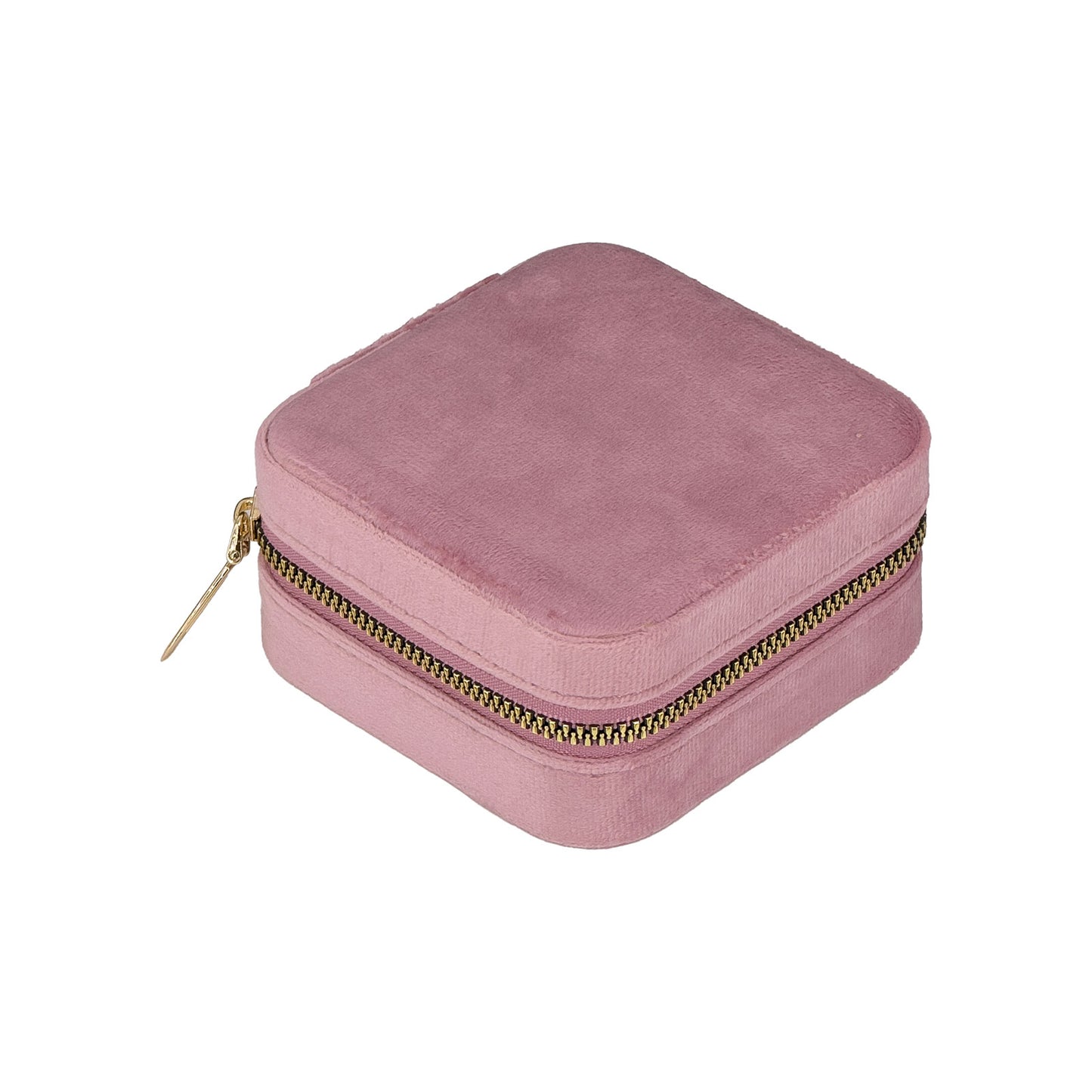 4" x 4" Pink Velvet Portable Jewelry Organizer Storage Case