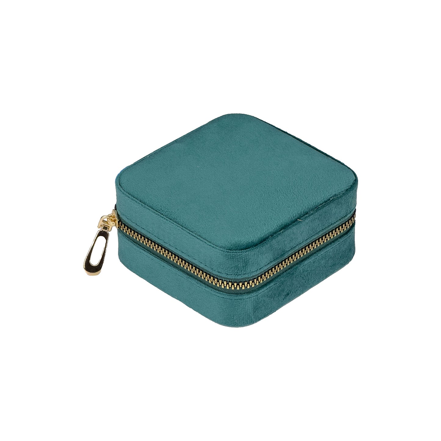 4" x 4" Turquoise Velvet Portable Jewelry Organizer Storage Case