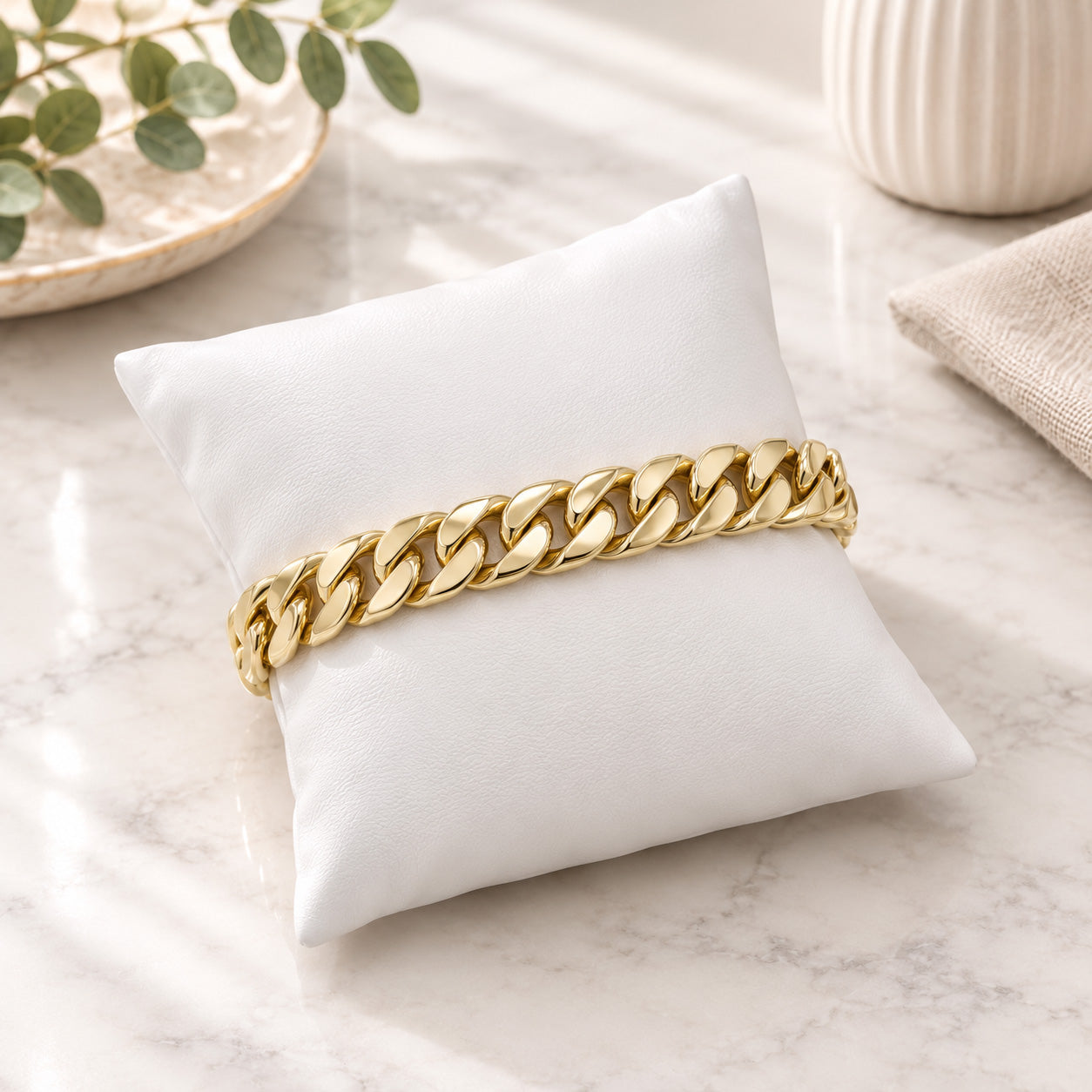 4" x 4" White Leatherette Pillow Jewelry Display for Bracelets or Watches