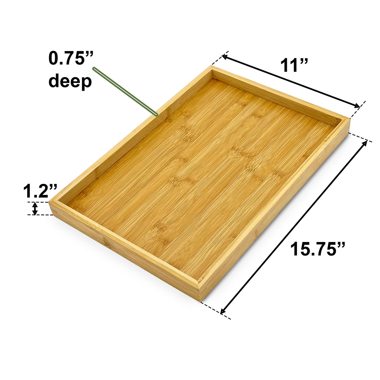 15.75" x 11" Rectangular Bamboo Jewelry Organizer Tray