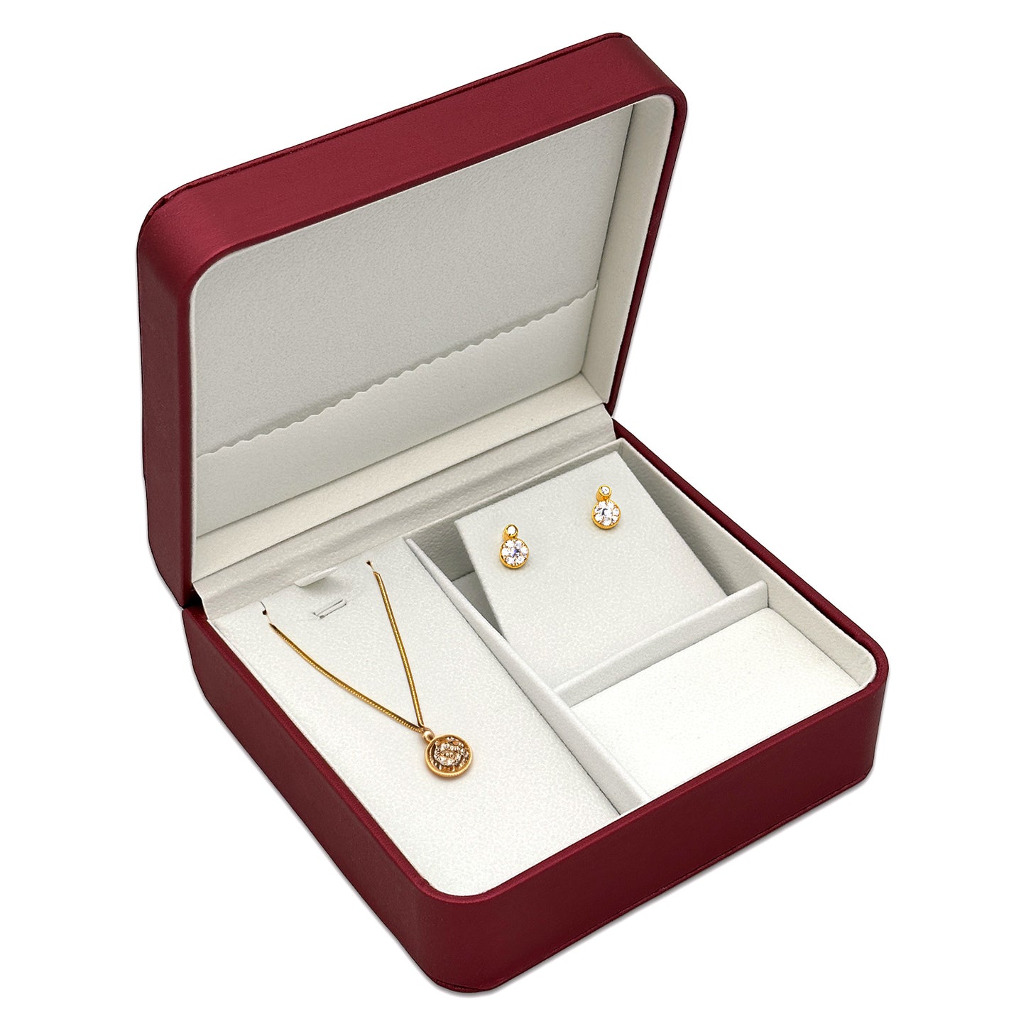 5 1/2" x 5" Red Leatherette Combination Jewelry Display Box