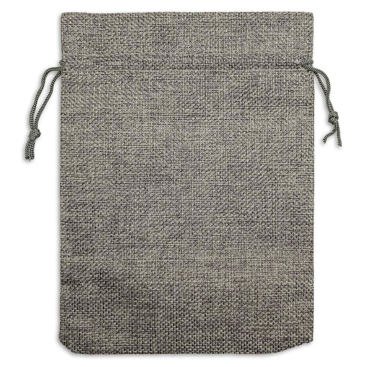 8" x 10" Gray Linen Burlap Drawstring Gift Bags
