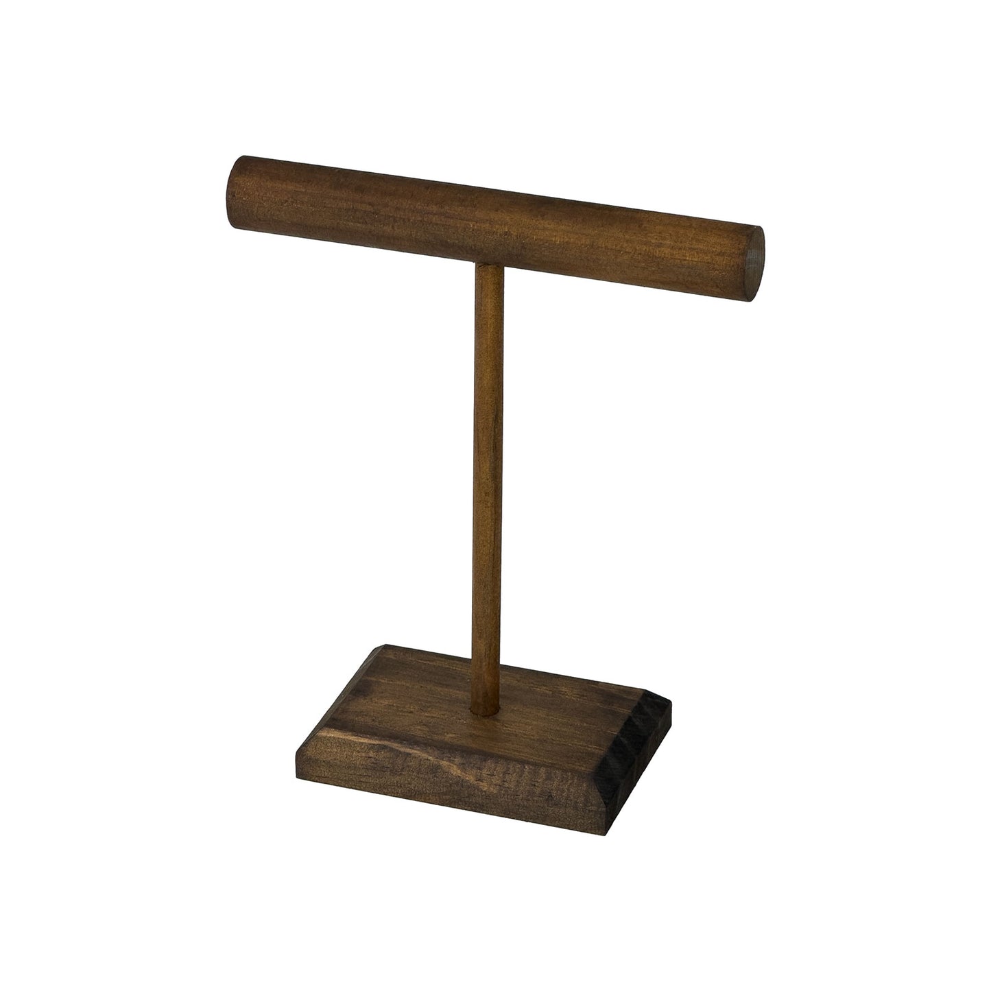 5 3/4" x 6 3/4" Dark Wood Single Round T-Bar Jewelry Display