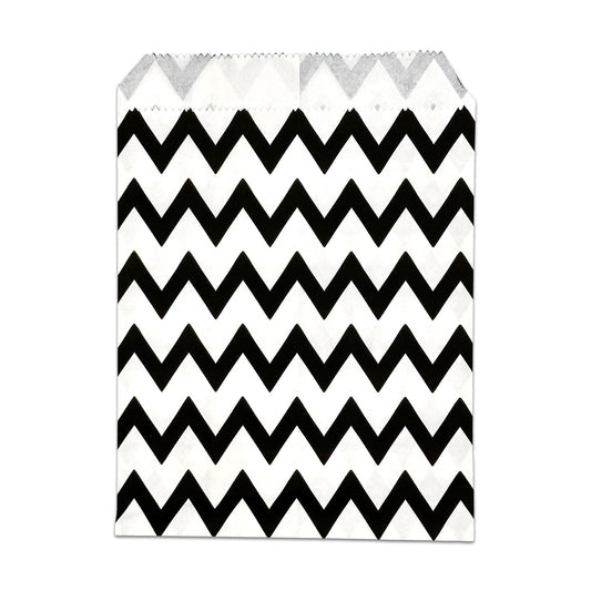 5" x 6" Black and White Chevron Pattern Flat Paper Gift Shopping Bags