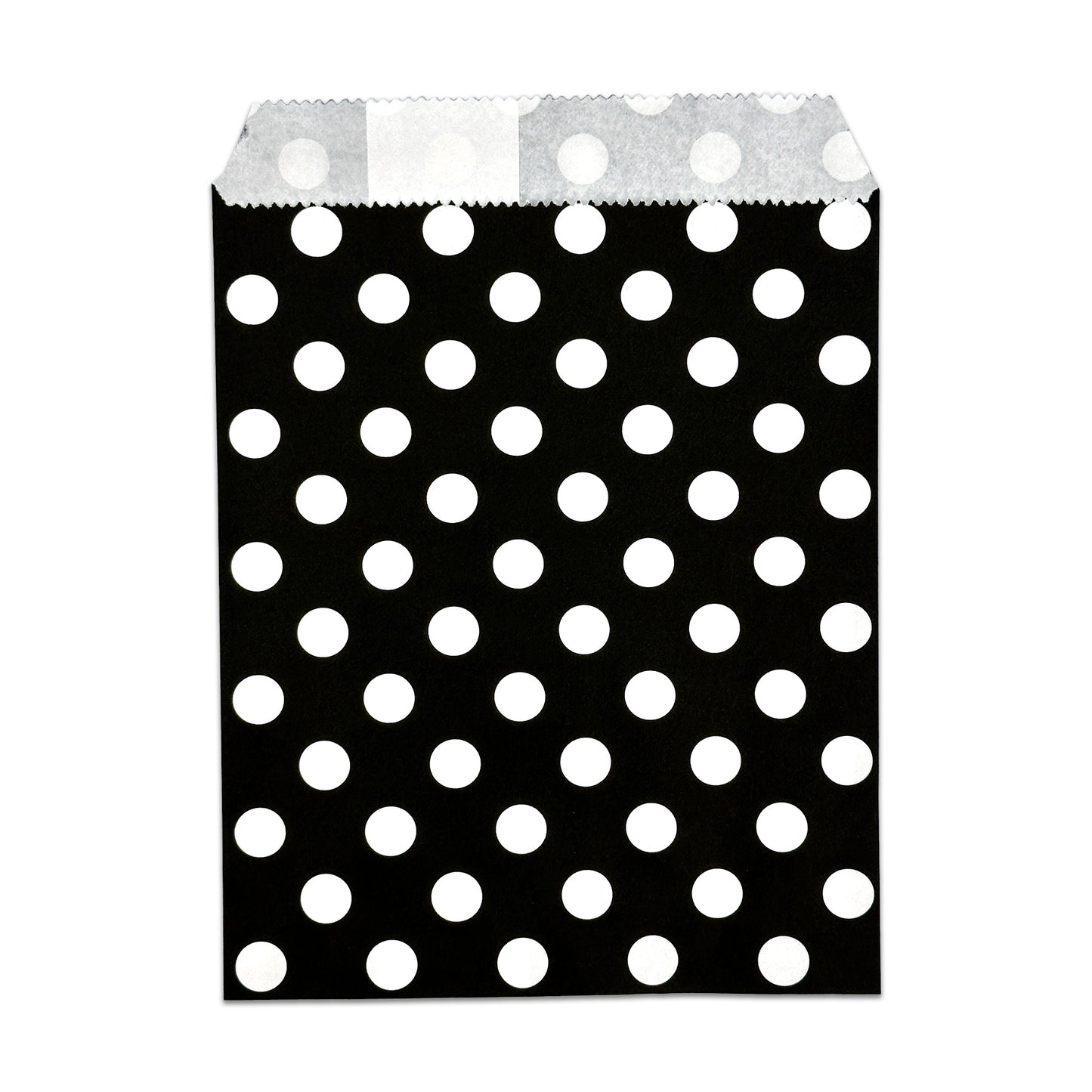 5" x 6" Black and White Polka Dot Flat Paper Gift Shopping Bags