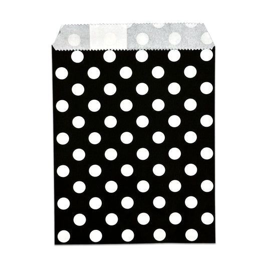 5" x 6" Black and White Polka Dot Flat Paper Gift Shopping Bags