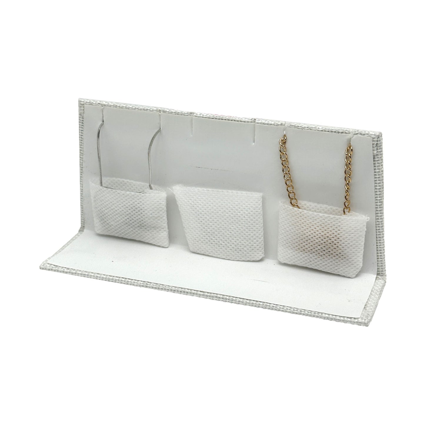 6" x 2 7/8"x 1 3/4" White Linen Earring and Necklace Easel Display