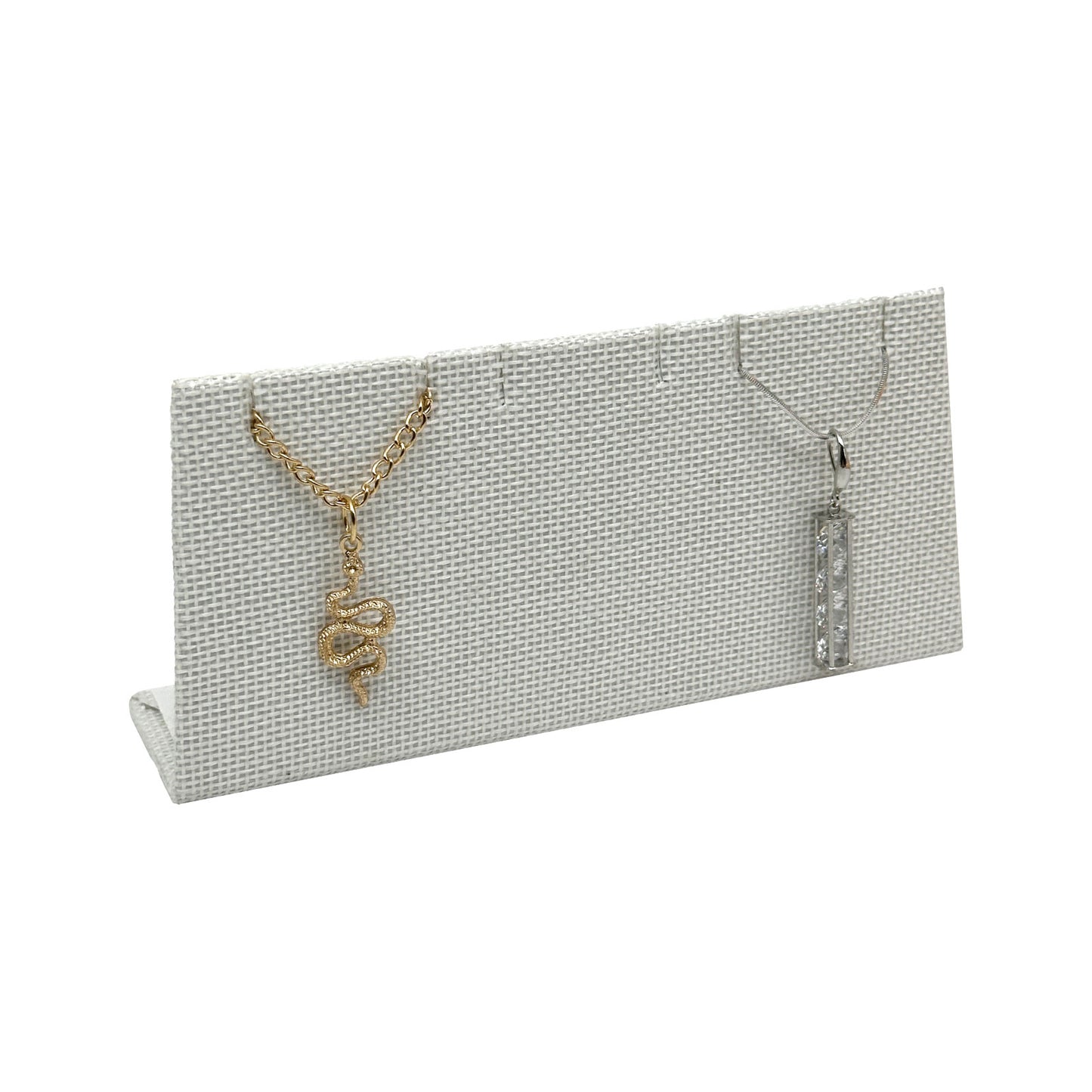 6" x 2 7/8"x 1 3/4" White Linen Earring and Necklace Easel Display
