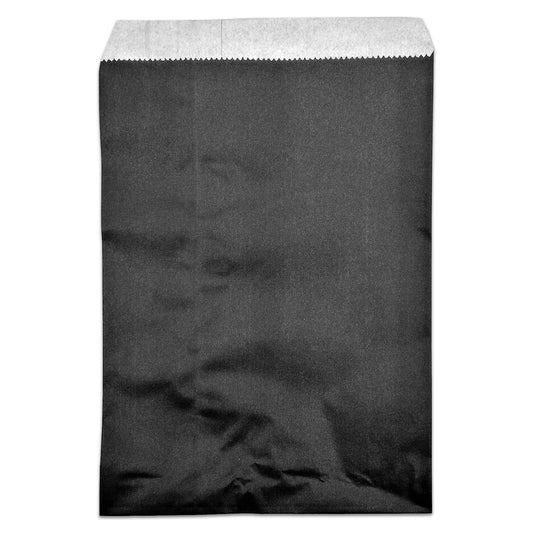 6" x 8 1/2" Black Flat Paper Gift Shopping Bags