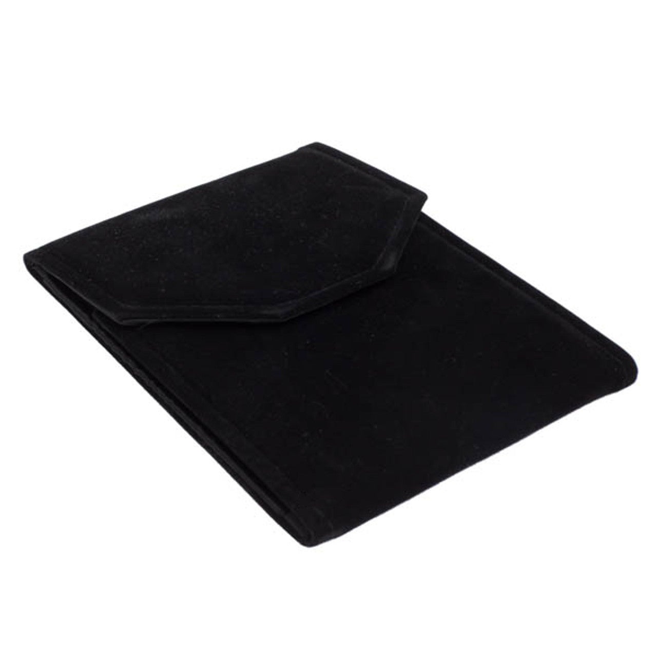 6" x 8 1/4" Black Velvet Folding Necklace Pouch with Silk Interior