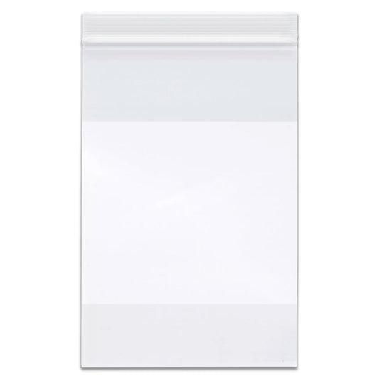 6" x 9" White Block Clear Zip Lock 2 Mil Plastic Bags