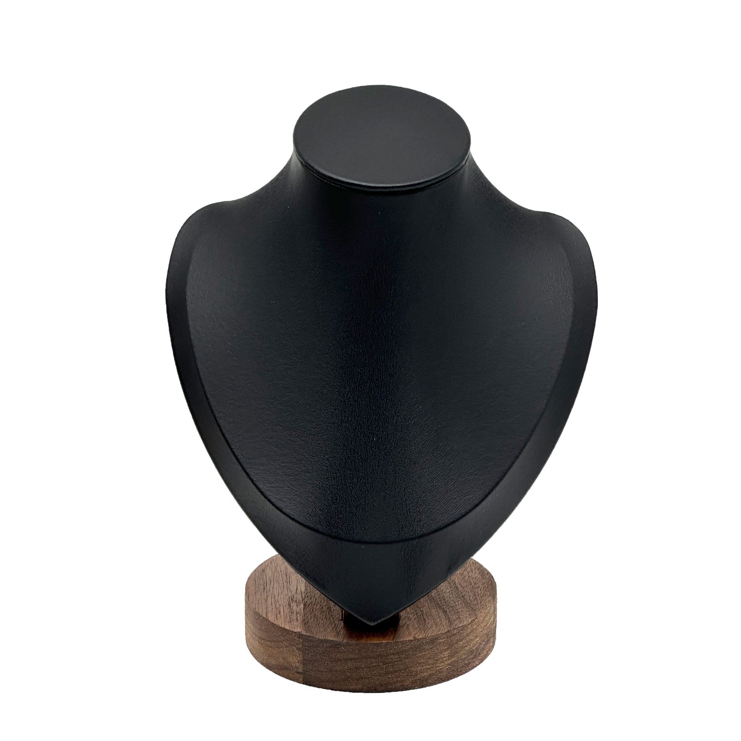 7 1/4" Black Leatherette Walnut Base Necklace Bust Display