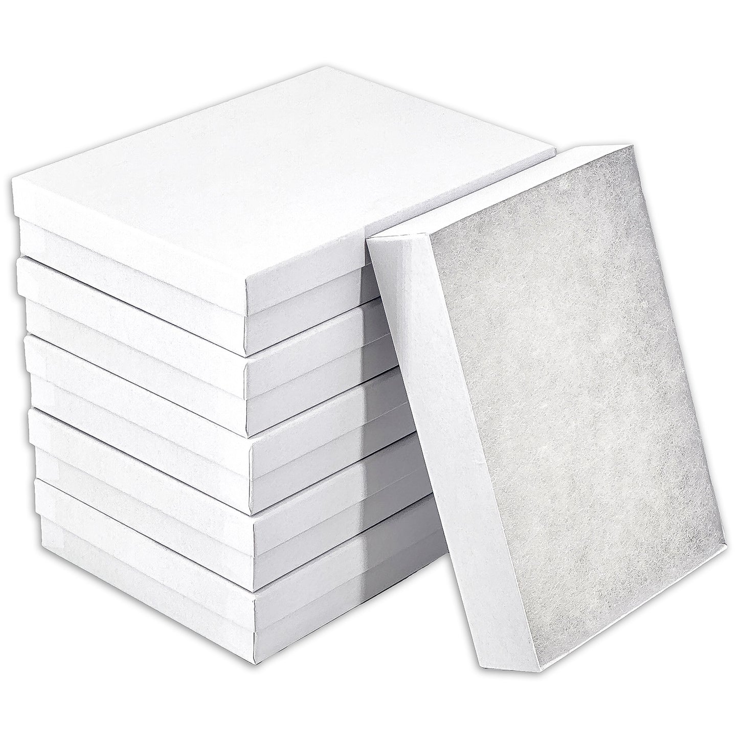 7 1/8" x 5 1/8" Matte White Cotton Filled Paper Box