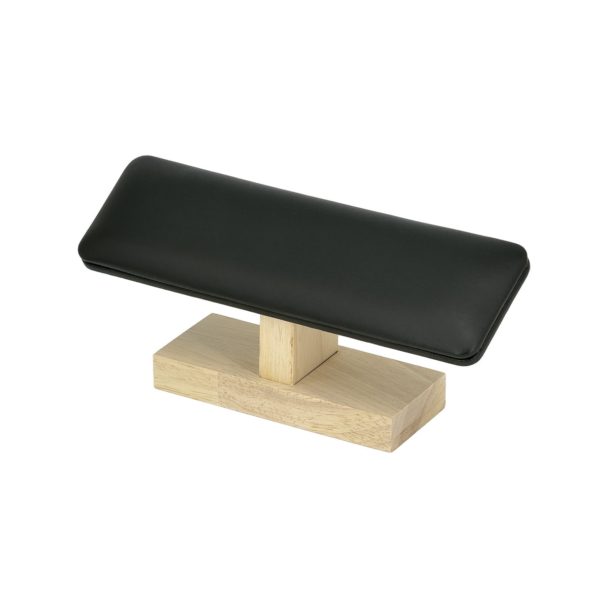 7 3/4" x 3 1/2" Black Leatherette Natural Wood Flat T-Bar Jewelry Display