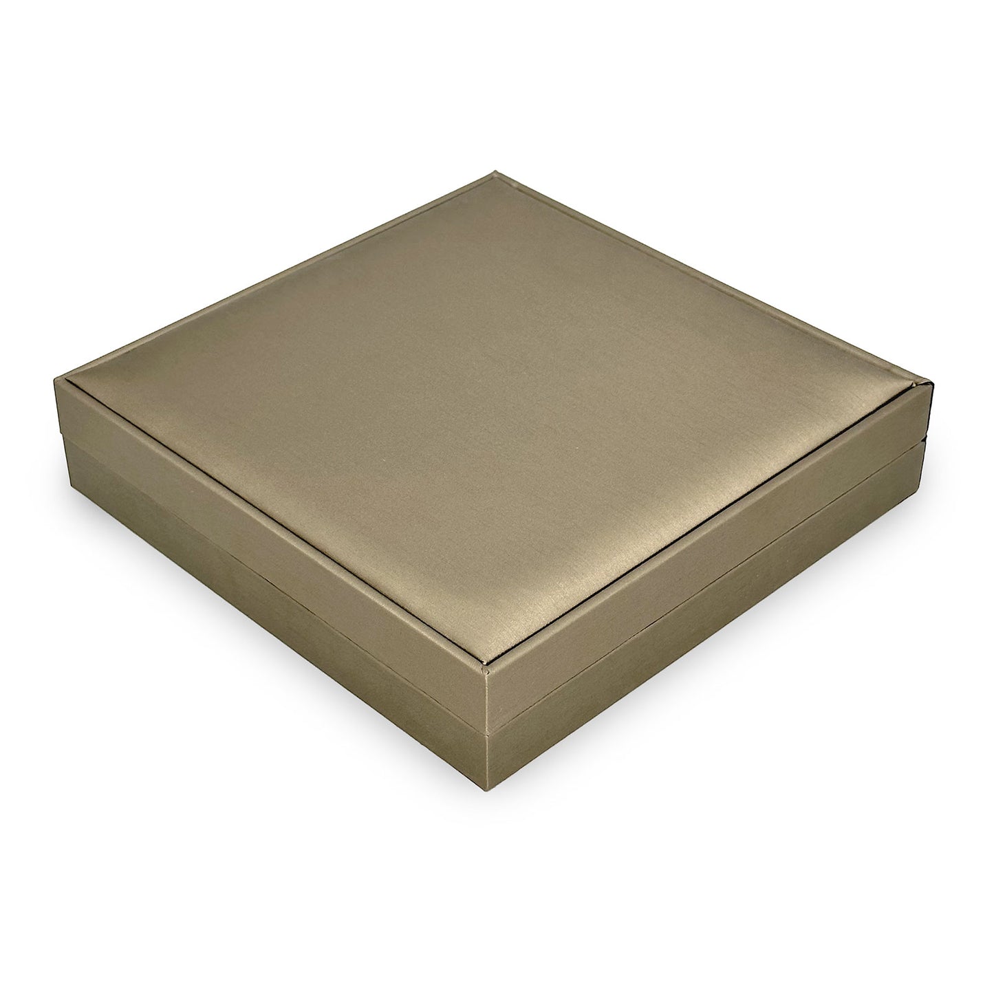 7.5" x 7.5" Deluxe Dark Tan Silk Wrapped Necklace Box