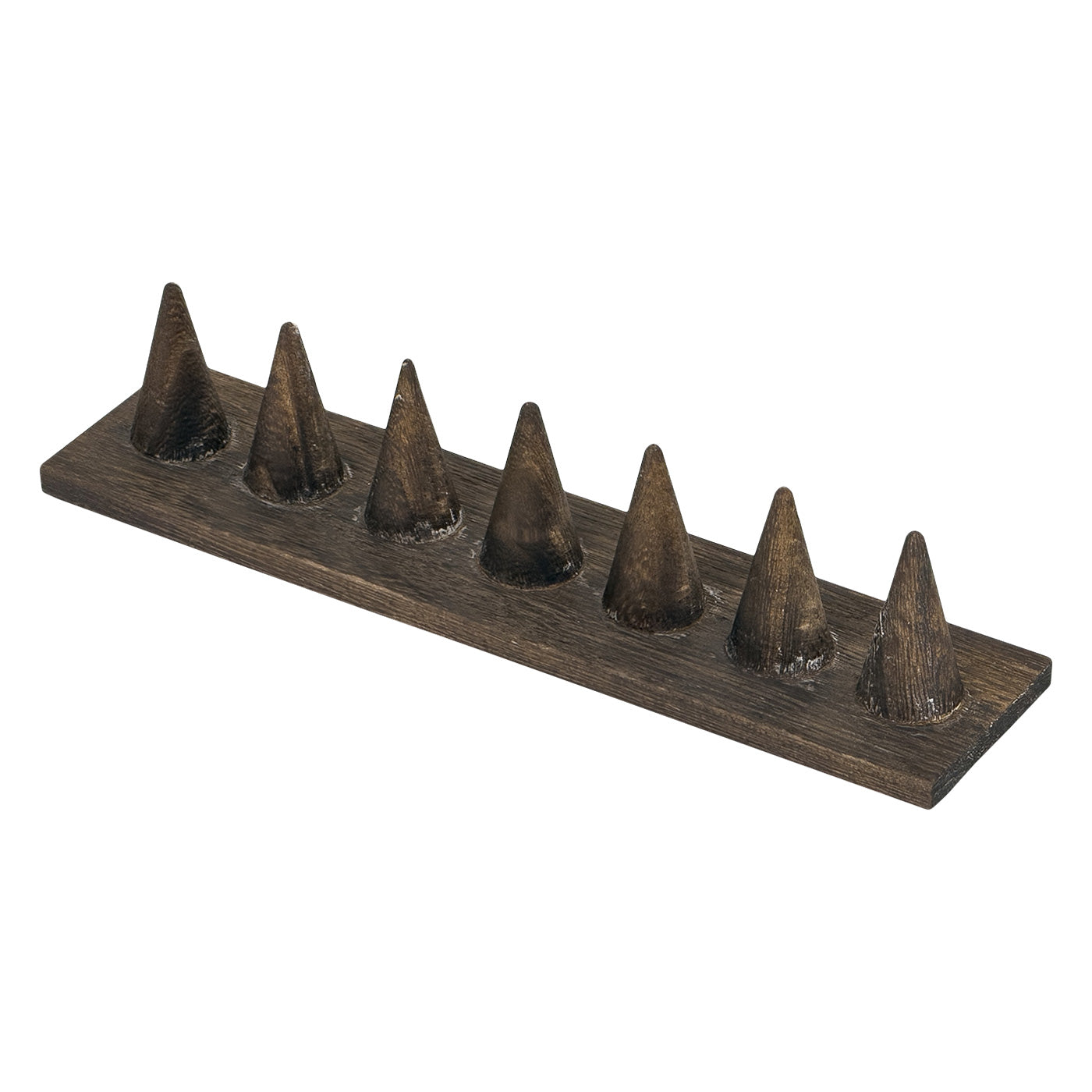 7 Finger Dark Wood Ring Display