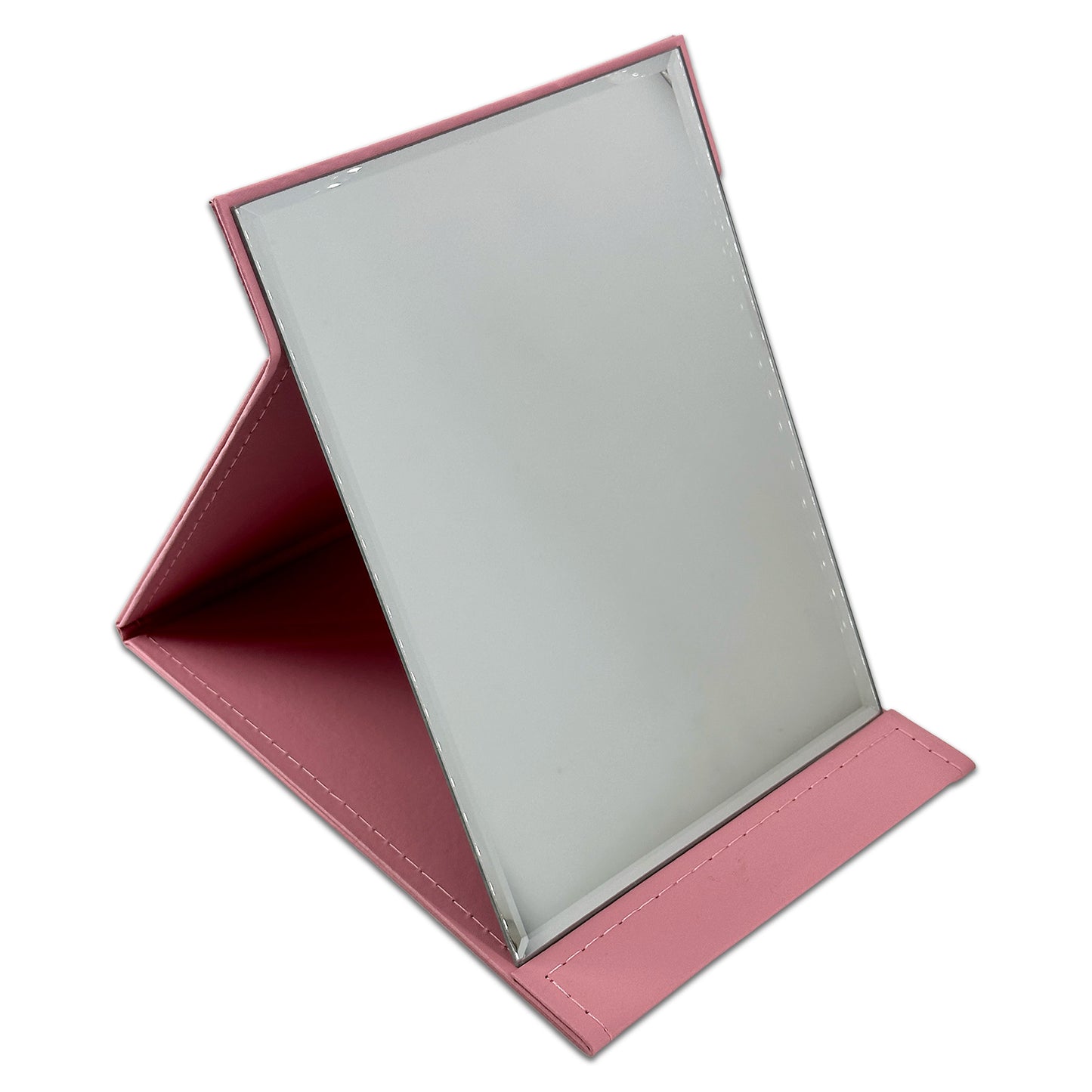 7" x 10" Pink Leatherette Folding Collapsible Mirror