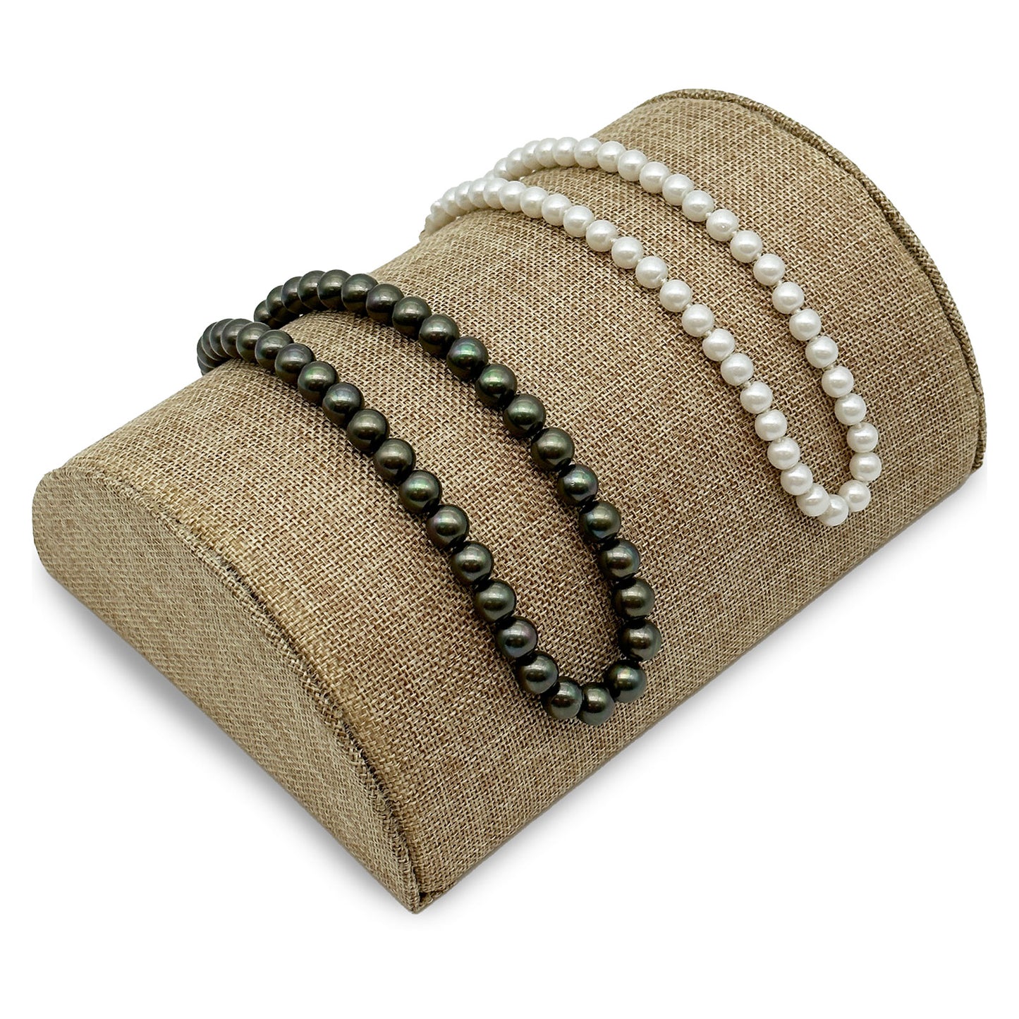 8" x 4 7/8" Half Moon Linen Bracelet/Watch Display Ramp