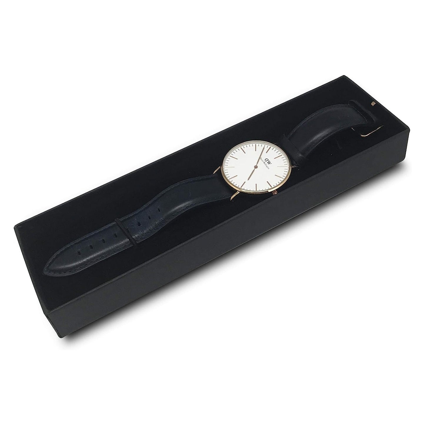 8 3/4" x 2 1/2" x 1 1/8" Matte Black Black Velvet Bracelet Jewelry Box