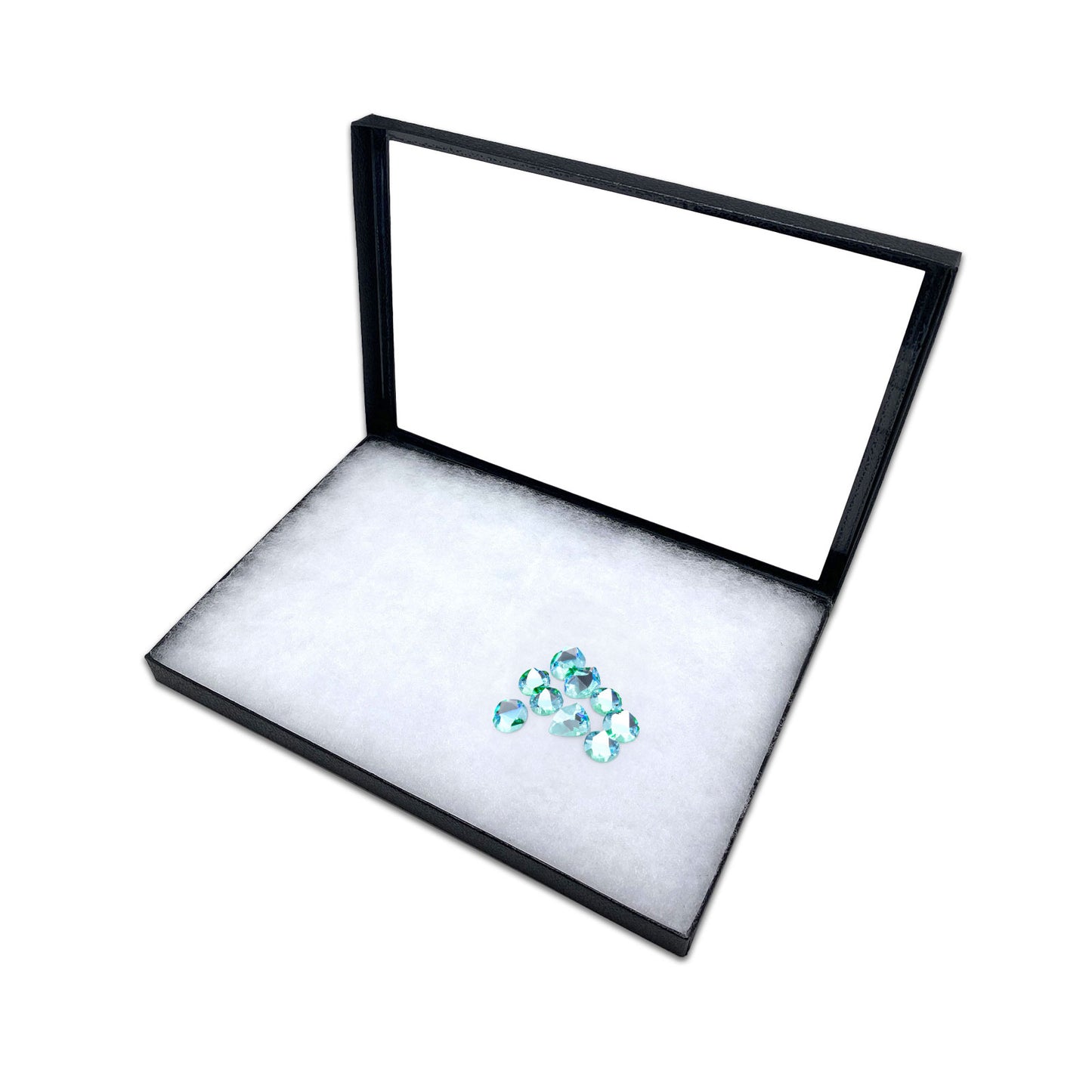 4 5/16" x 3 1/4" x 3/4" Black Glass Top Gemstone Tray with Poly-Fill Wadding