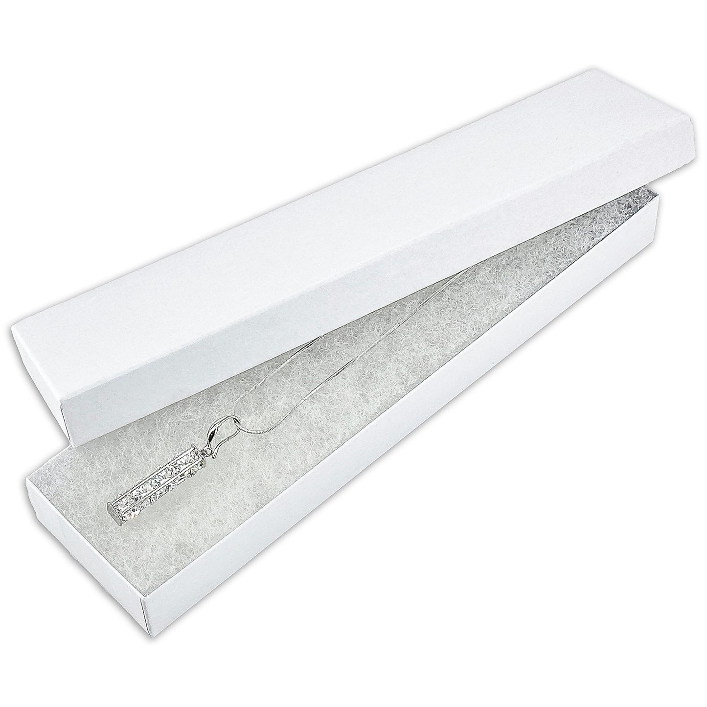 8" x 2" x 1" Matte White Cotton Filled Box