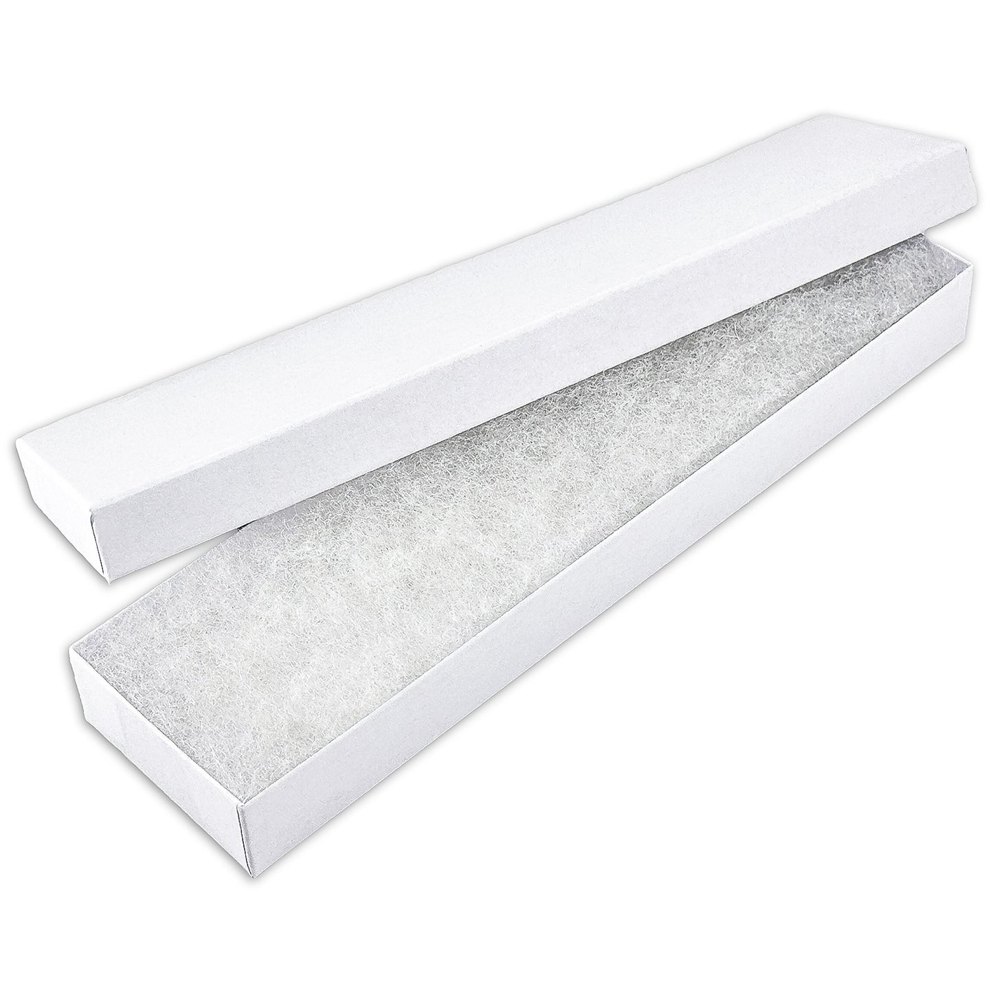 8" x 2" x 1" Matte White Cotton Filled Box